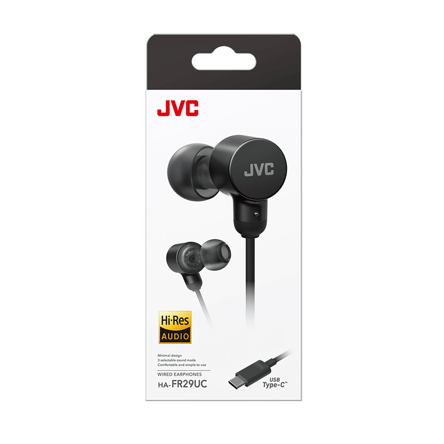 JVC - Wired In-Ear Headphones, USB-C, High Resolution, Built-in Microphone, Black