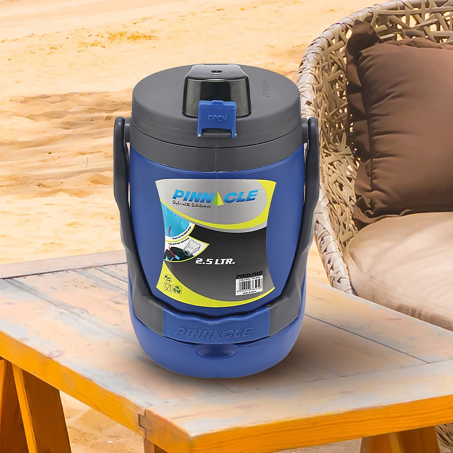 Pinnacle – Contenant à eau isolé portatif, capacité de 2,5 litres, étanche, bleu