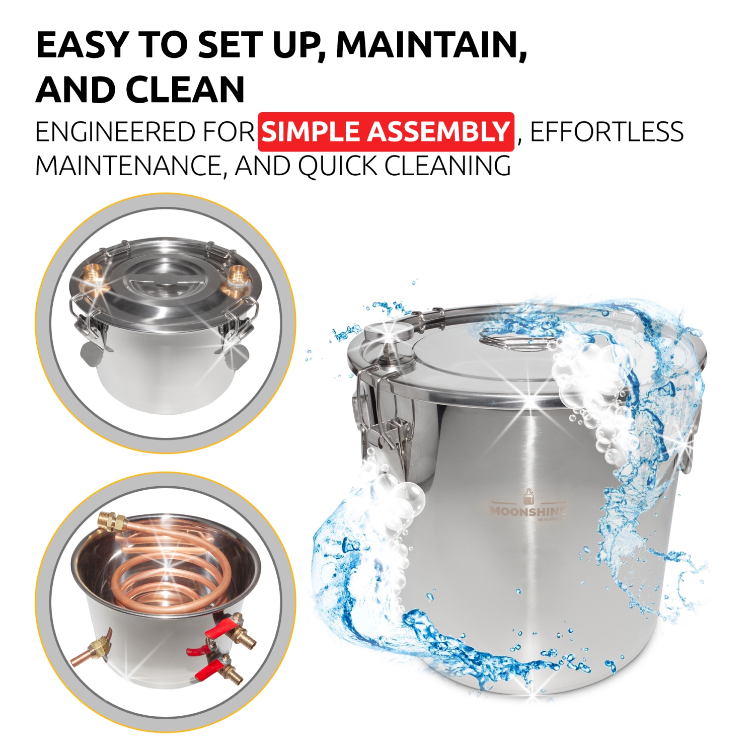 A-FCSA-30 Détergent à vin d'alcool | Moonshine Still | Distillateur d'alcool à l'eau | 30&nbsp;L de 8 gallons