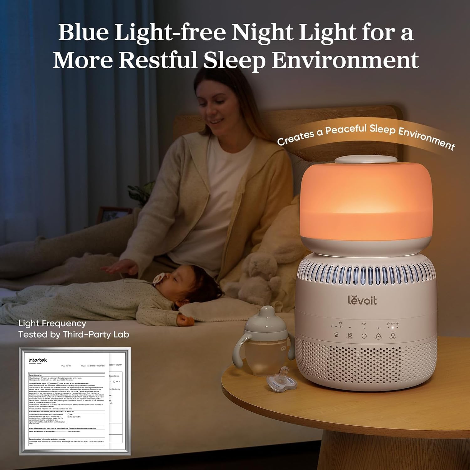 LEVOIT Humidifiers for Bedroom Baby, Sprout Evaporative with Dual Filters Air & Water, Separate Sensor, No Blue Nightlight, Auto Dry, Smart Control &
