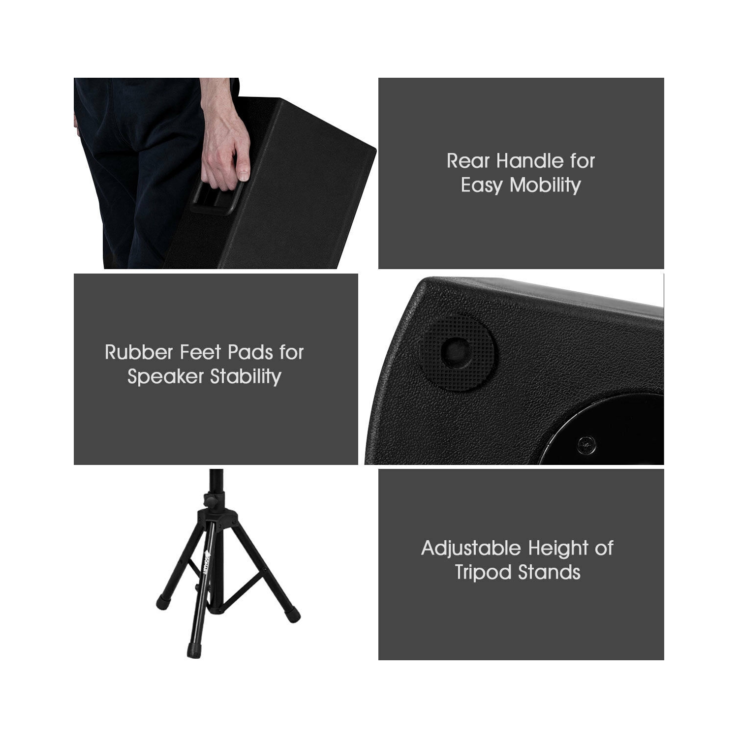 Haut-parleur de sonorisation 2000&nbsp;W tout-en-un 3 voies 6,5&nbsp;po Active de Costway avec Bluetooth, entrée USB/carte SD, radio FM MP3,