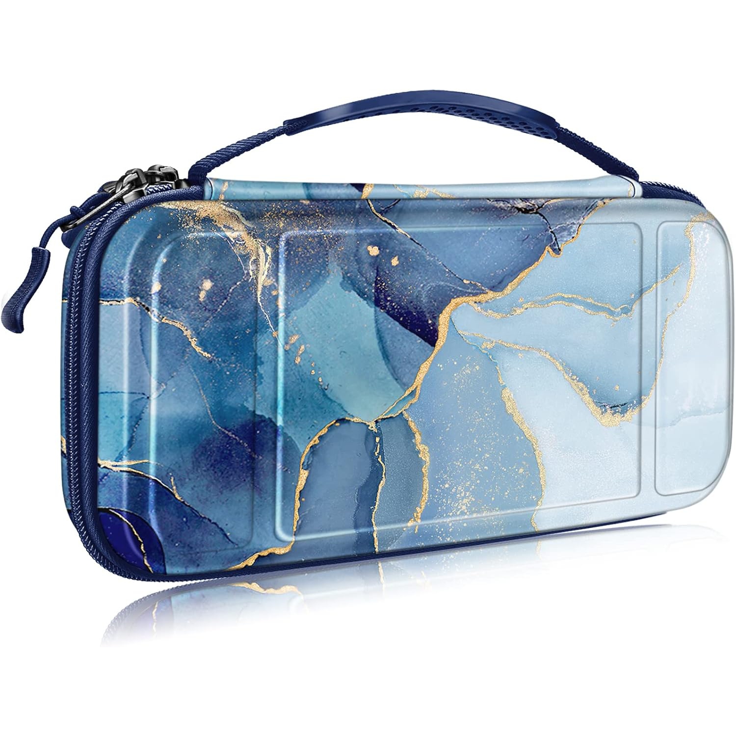 Carrying Case for Switch & OLED, Cute Travel Bag in Pretty Pattern Design of Pink Interior with an Adjustable Shoulder Strap, Ocean Marble