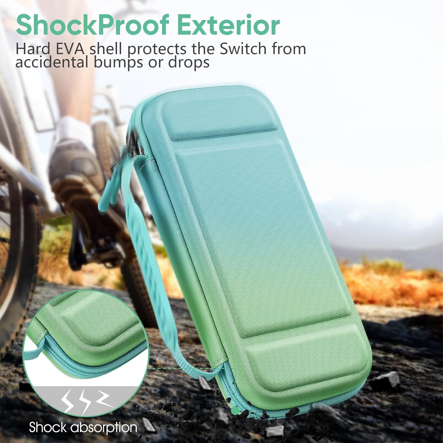 Carrying Case for Switch & OLED, Cute Travel Bag in Pretty Pattern Design of Pink Interior with an Adjustable Shoulder Strap, Seaside Ombre