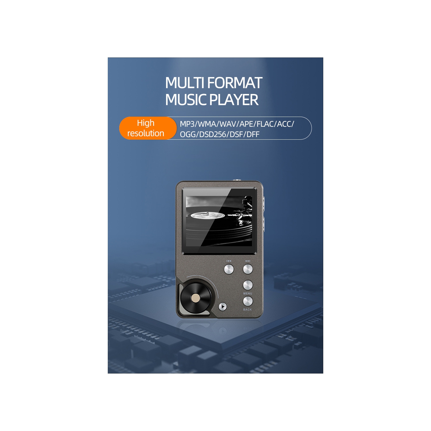 Lecteur MP3,DSD MP3 haute résolution sans perte,Lecteur audio numérique haute fidélité portatif 64&nbsp;Go-Noir