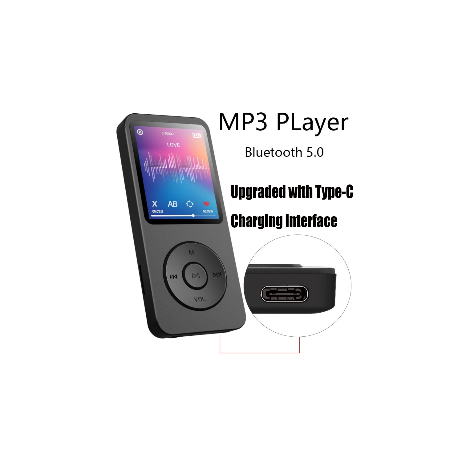 Lecteur MP3 Walkman Bluetooth FM MP4 Lecteur e-book 16G-Noir