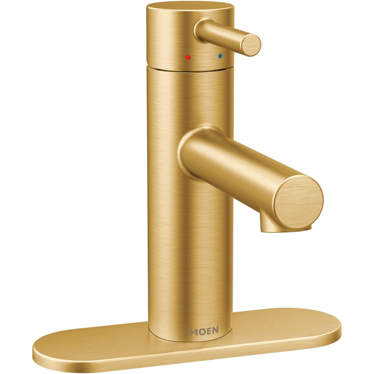 Robinet de salle de bain moderne Moen 6190BG Align à une manette avec système de vidange et plaque de terrasse en option, or brossé, 3,10x20.70x9.30