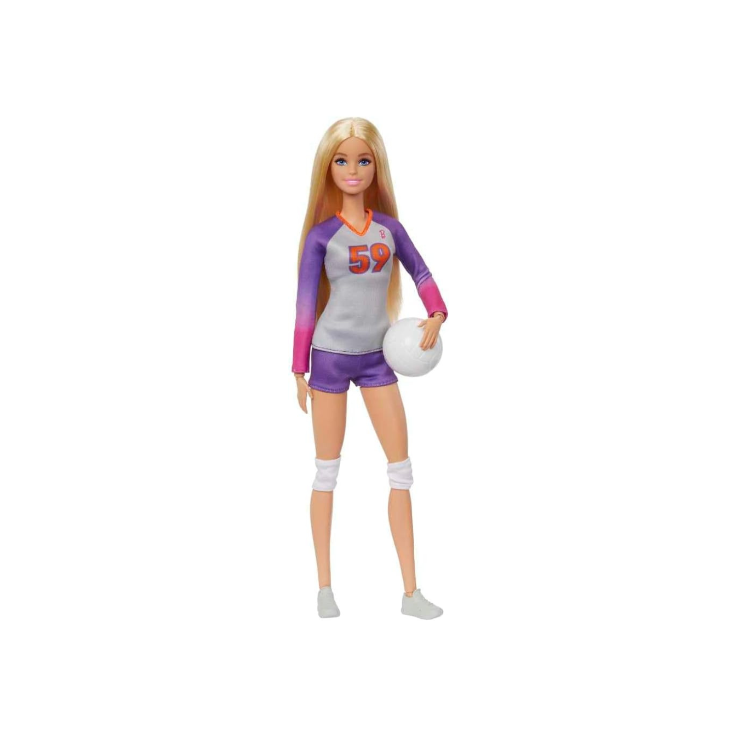 Barbie Careers Fashion Doll & Accessory, Made to Move Volleyball Player Wearing Removable Uniform with Ball, 22 Bendable Joints