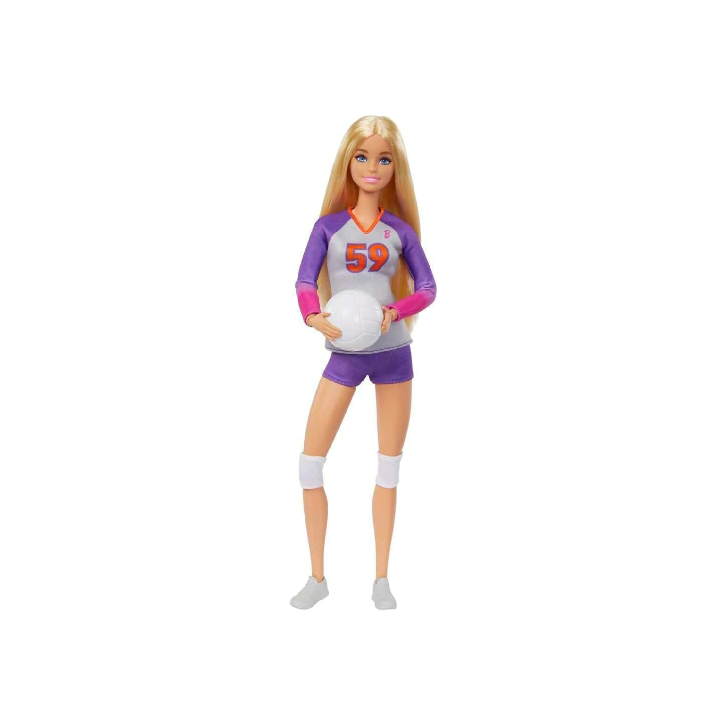 Barbie Careers Fashion Doll & Accessory, Made to Move Volleyball Player Wearing Removable Uniform with Ball, 22 Bendable Joints