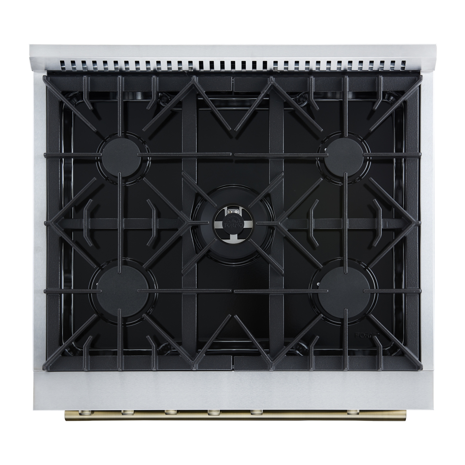 Giovanni 30-inch Gas Range White & Antique Brass Design, 5 Burners 67,000 BTU, 4.32 cu.ft. Convection Oven