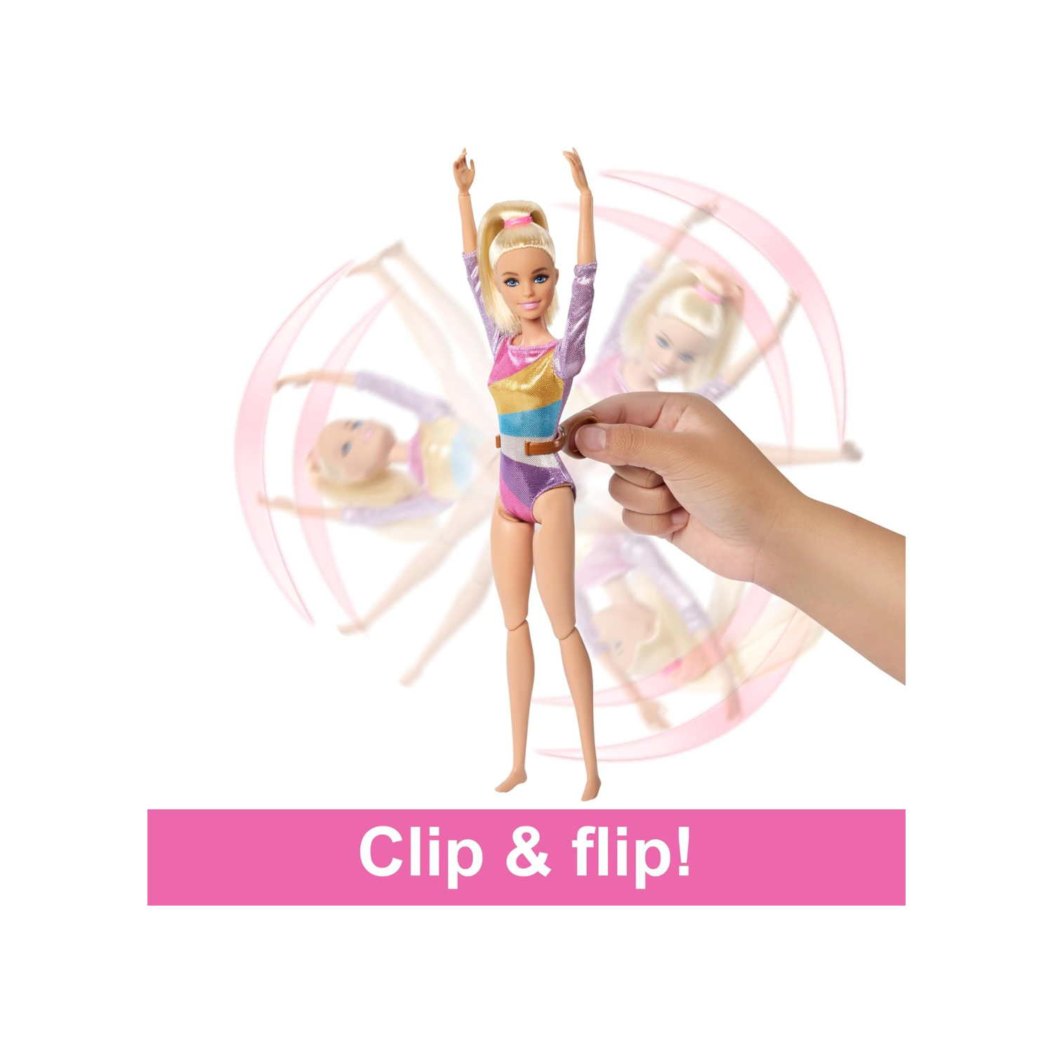 Barbie Careers Playset, Gymnastics Set with Blonde Gymnast Fashion Doll, C-Clip for Flipping Action, Balance Beam, Warm-Up Suit & Accessories