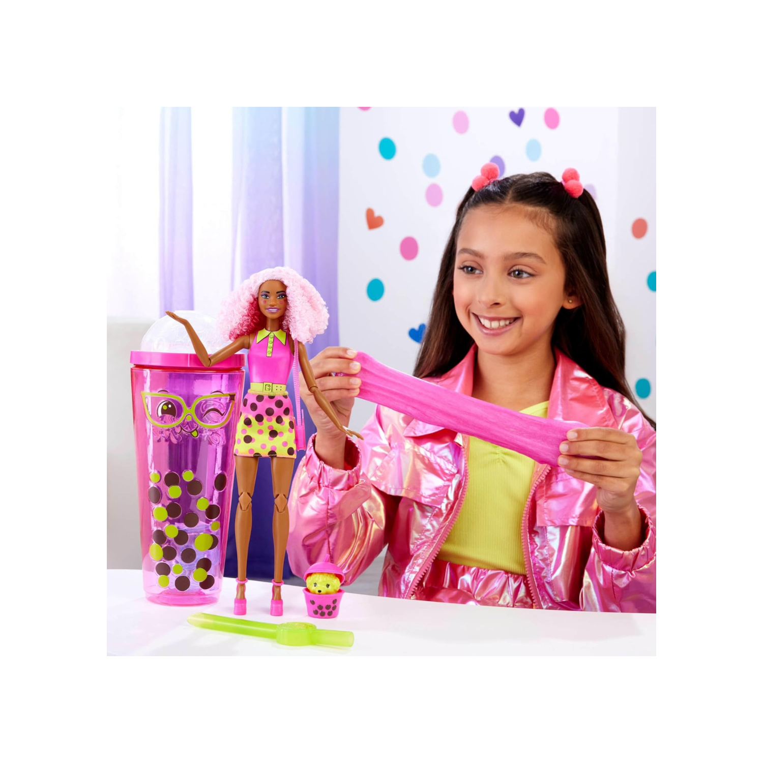 Barbie Pop Reveal Doll & Accessories, Bubble Tea Series with Fashion Doll & Pet, 8 Surprises Include Color Change,