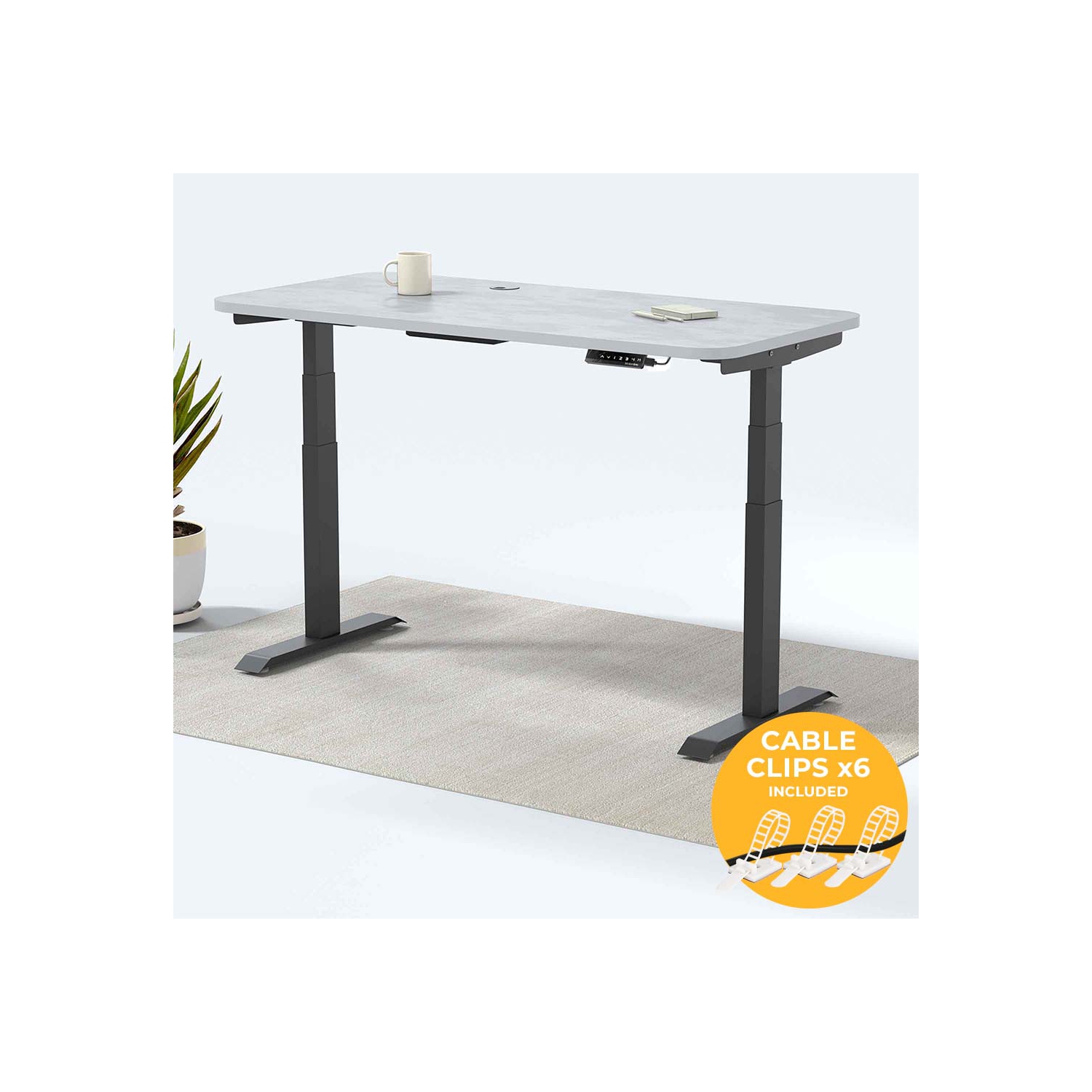 MotionGrey - Dual Motor Standing Desk with 4 Memory Settings, Adjustable Sit-Stand Computer Table for Home, Office & Gaming - 47" x 24" White Top