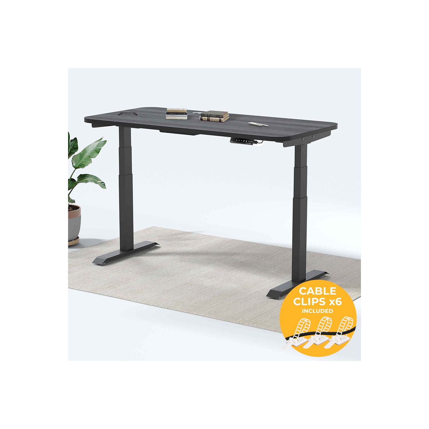 MotionGrey - Dual Motor Standing Desk with 4 Memory Settings, Adjustable Sit-Stand Computer Table for Home, Office & Gaming - 47" x 24" Black Oak Top