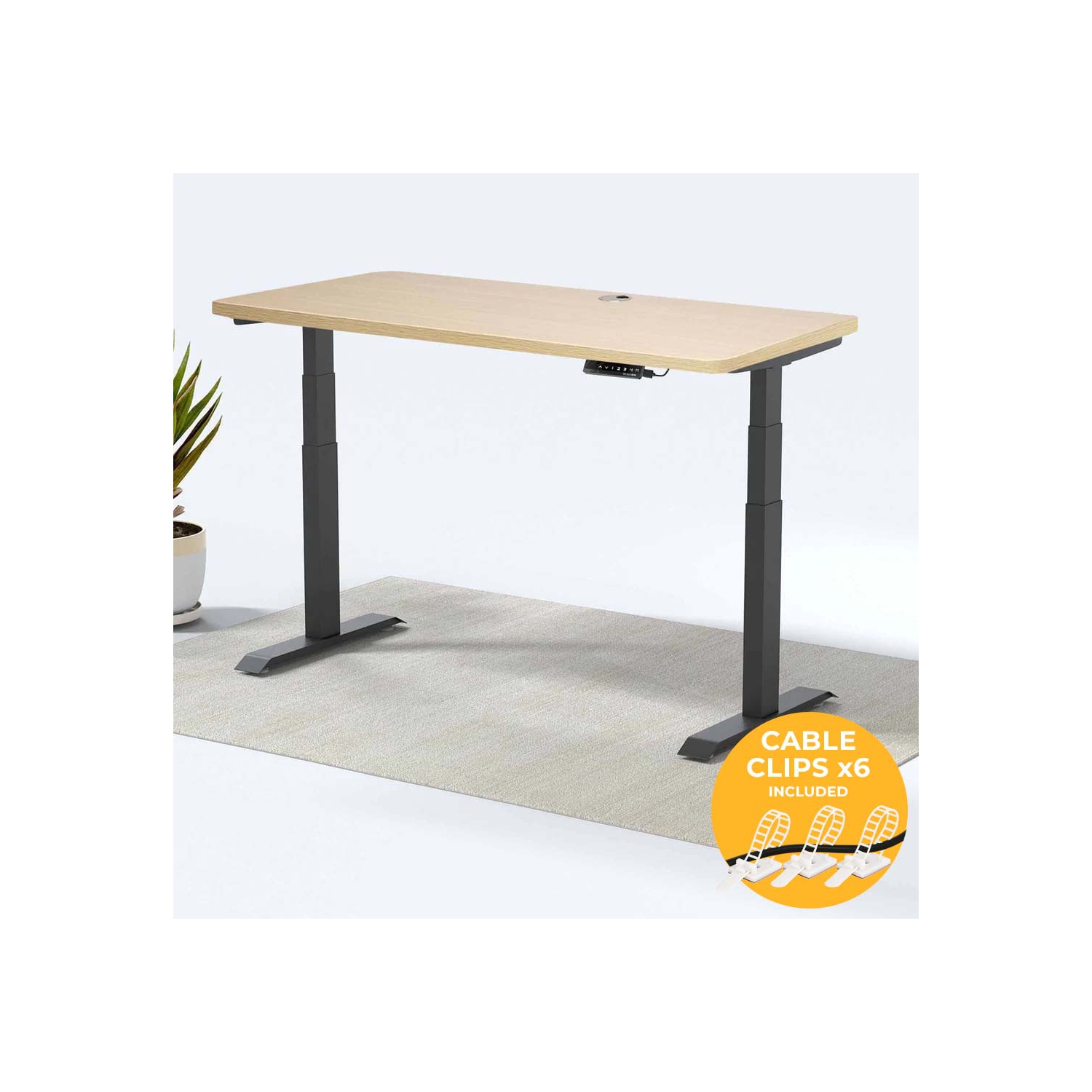 MotionGrey - Dual Motor Standing Desk with 4 Memory Settings, Adjustable Sit-Stand Computer Table for Home, Office & Gaming - 47" x 24" Oak Brown Top