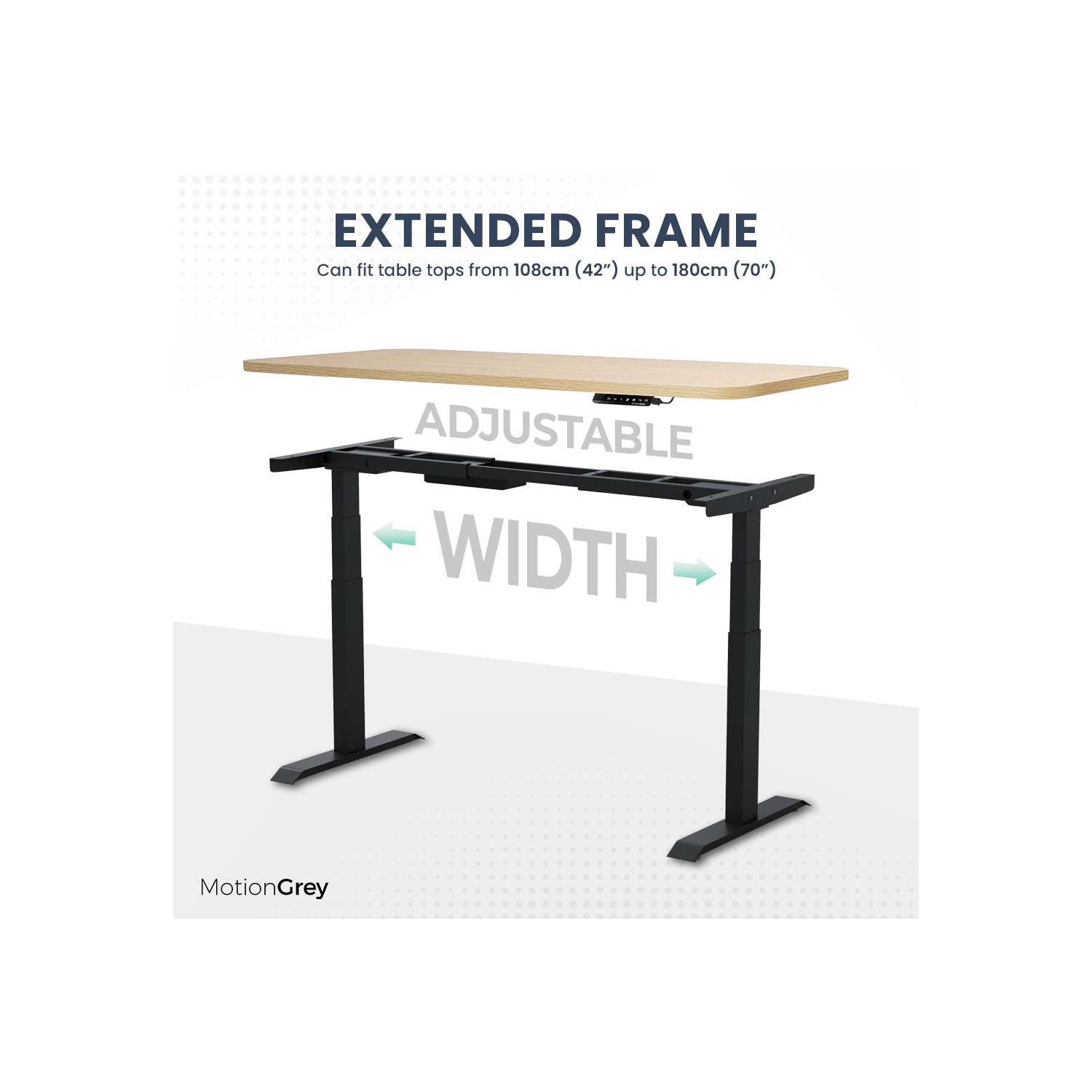 MotionGrey - Dual Motor Standing Desk with 4 Memory Settings, Adjustable Sit-Stand Computer Table for Home, Office & Gaming - 47" x 24" Oak Brown Top