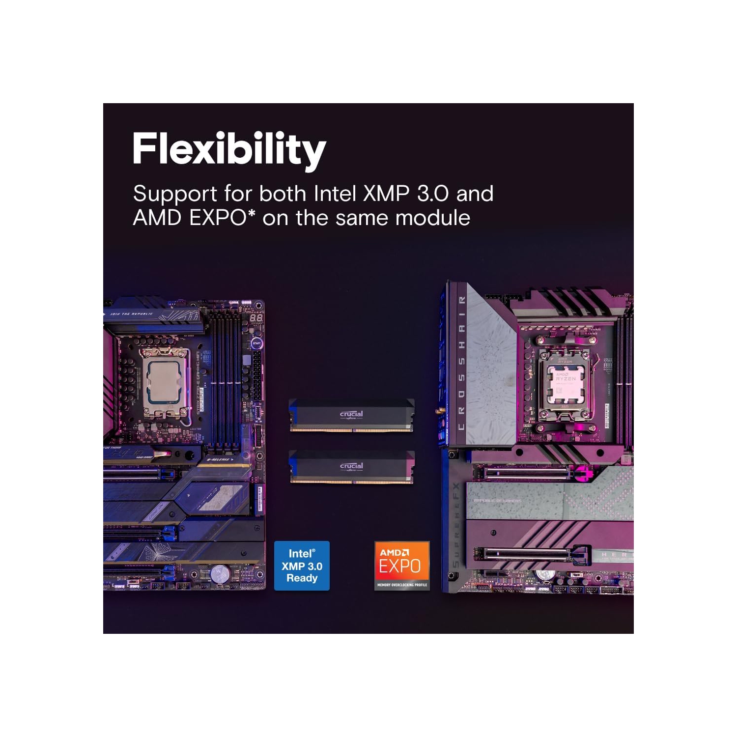 Crucial Pro DDR5 RAM 32GB Kit 6000MHz CL36, Overclocking Desktop Gaming Memory, Intel XMP 3.0 & AMD Expo Compatible - Black CP2K16G60C36U5B