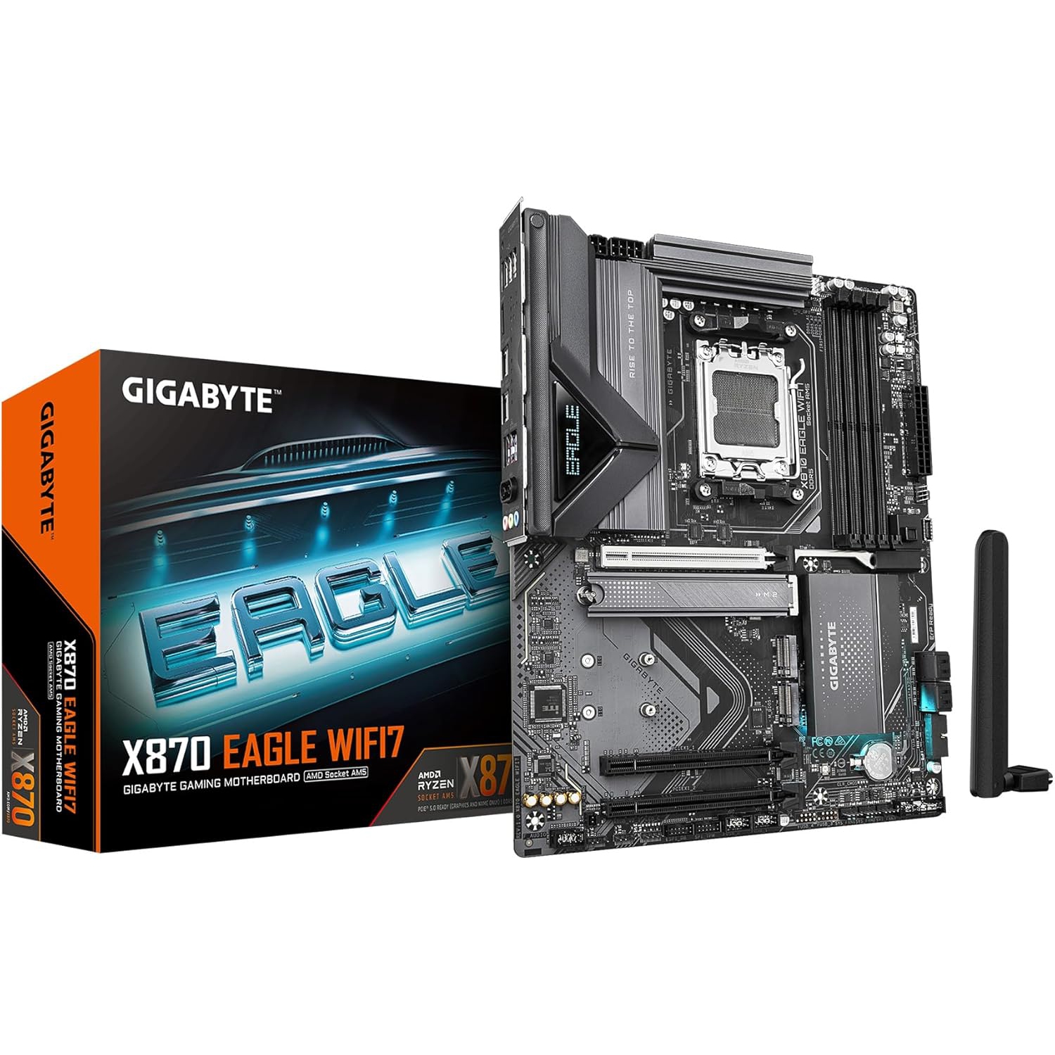 GIGABYTE X870 Eagle WIFI7 AMD AM5 LGA 1718 Motherboard, ATX, DDR5, 4X M.2, PCIe 5.0, USB4, WIFI7, 2.5GbE LAN, EZ-Latch