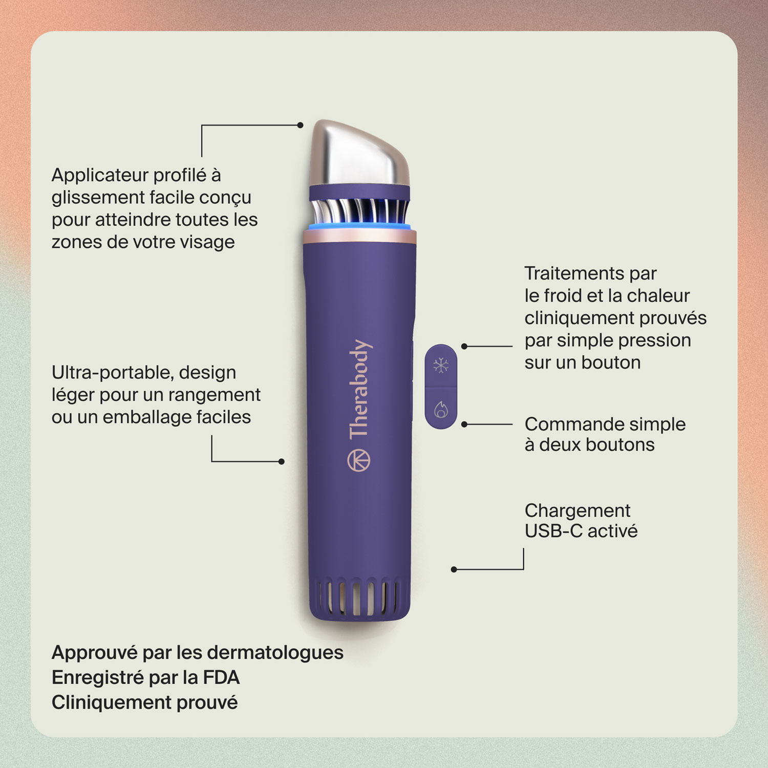 Therabody TheraFace Depuffing Wand - Indigo