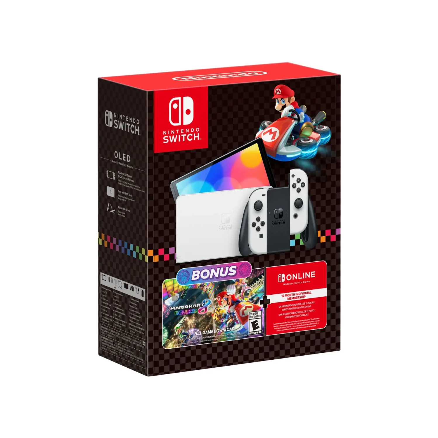 Ensemble Nintendo Switch OLED modèle Mario Kart 8 Deluxe + abonnement de 12 mois