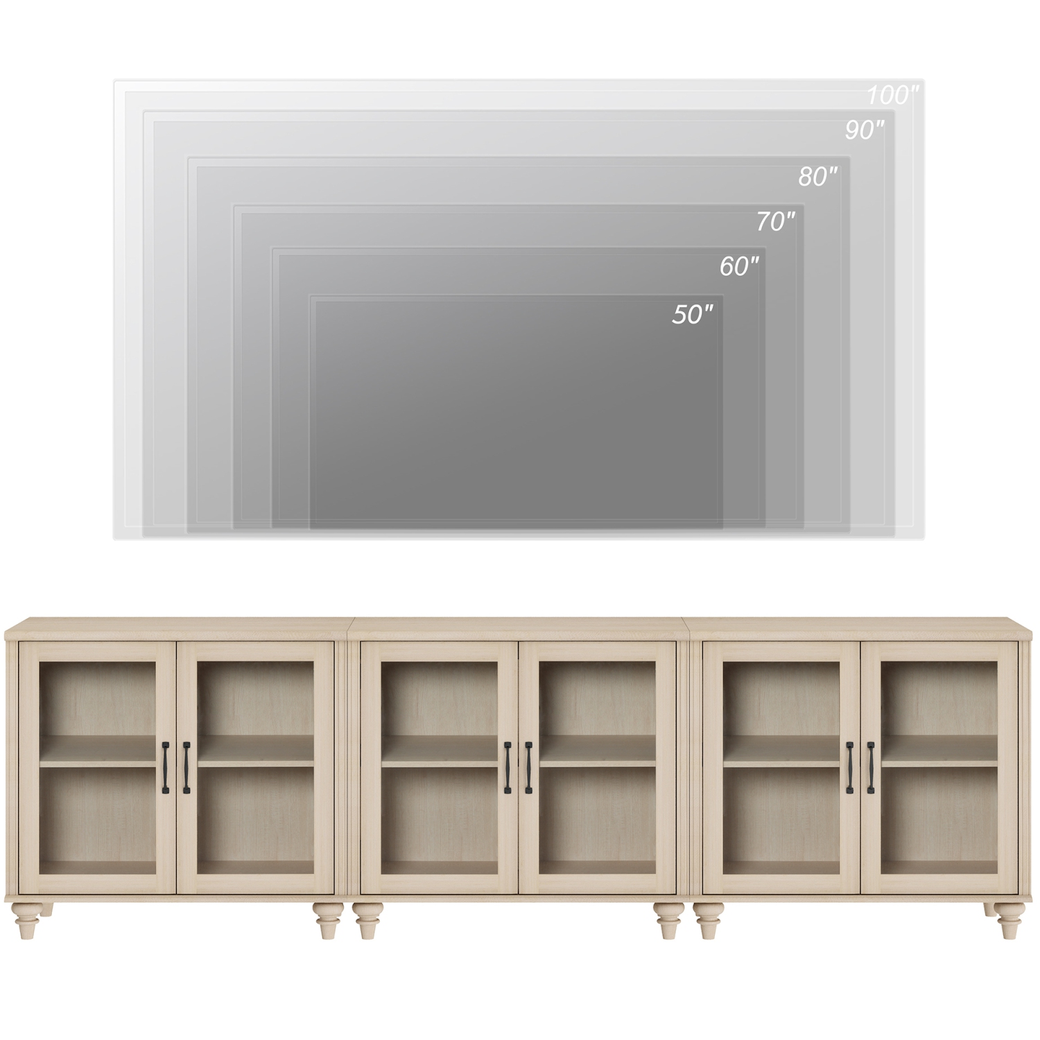 Armoire de buffet WAMPAT avec 6 portes en verre, grandes tables de bar à café avec tablette réglable, armoires de rangement en bois, bahut moderne