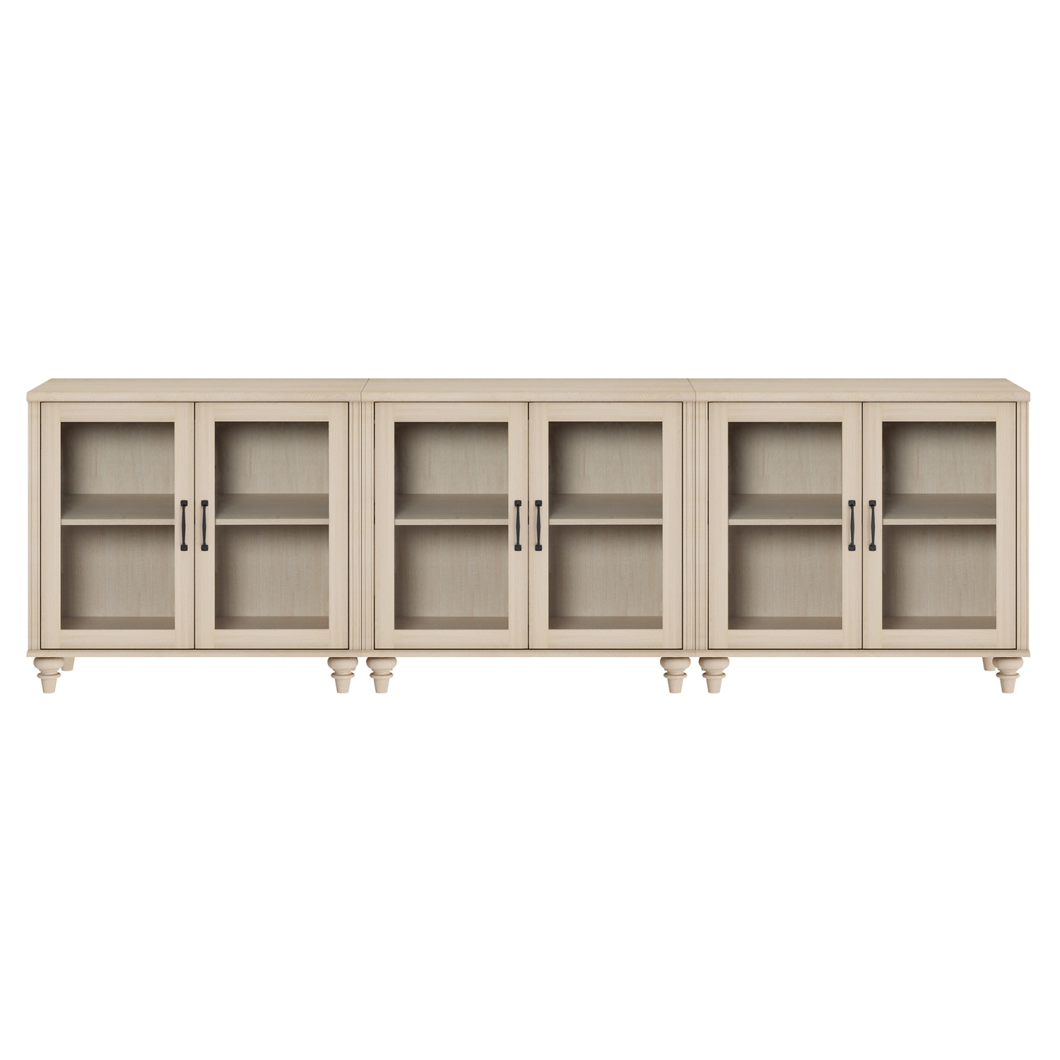 Armoire de buffet WAMPAT avec 6 portes en verre, grandes tables de bar à café avec tablette réglable, armoires de rangement en bois, bahut moderne