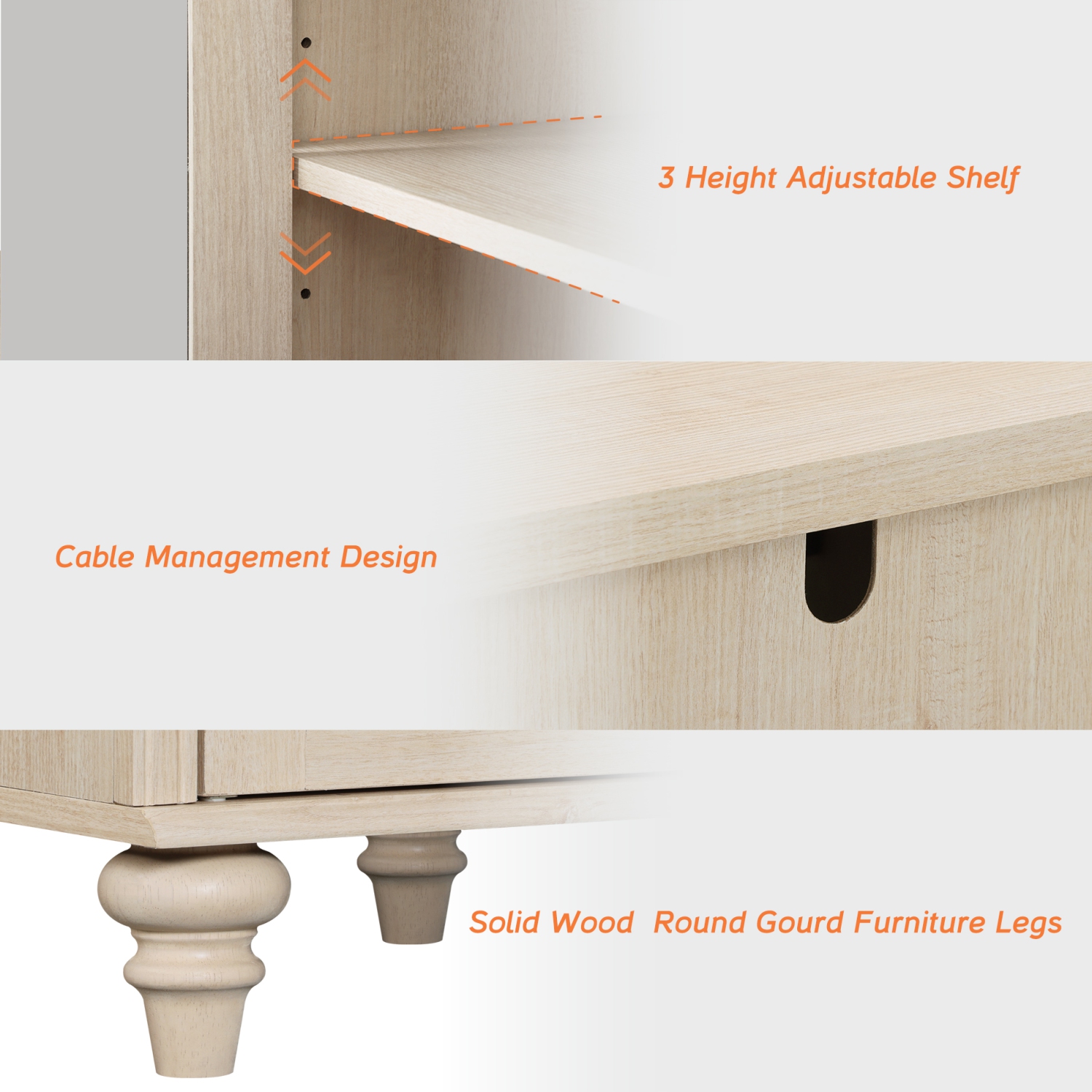 Armoire de buffet WAMPAT avec 8 portes en verre, grandes tables de bar à café Armoires de rangement en bois pour la cuisine, bahut de rangement