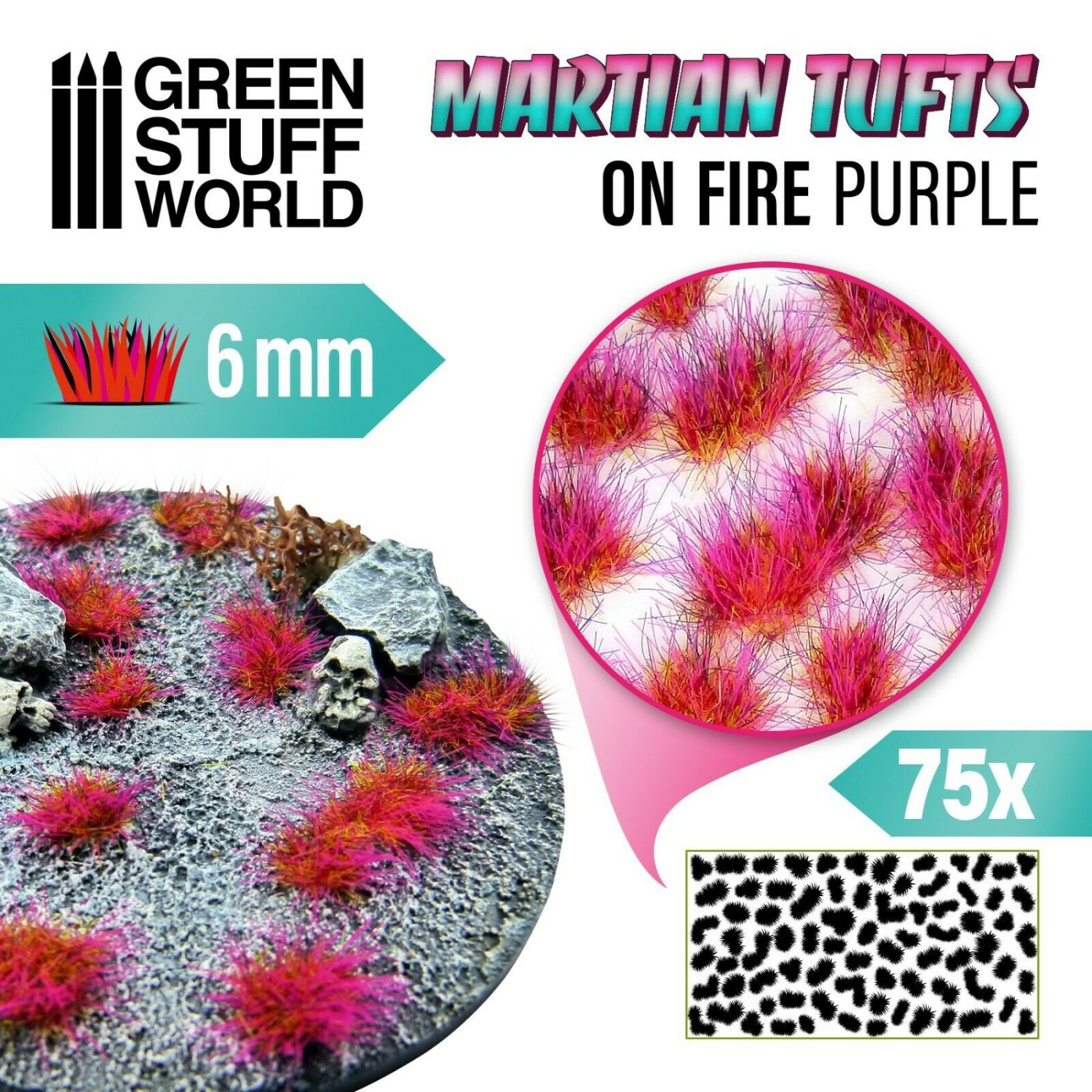 Green Stuff World Martian Tufts 6&nbsp;mm - ON FEU VIOLET Nouveau