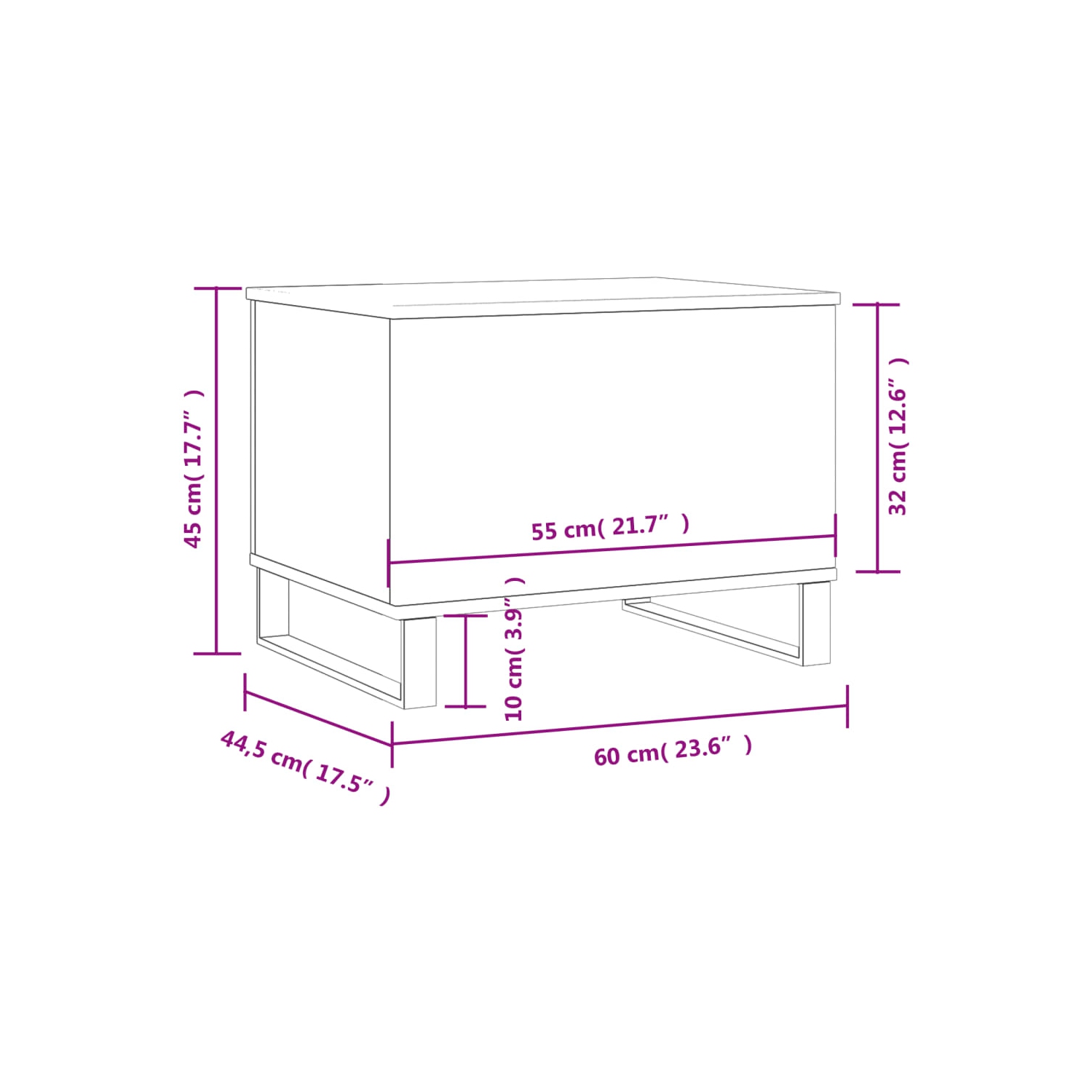 vidaXL Coffee Table Black 60x44.5x45 cm Engineered Wood