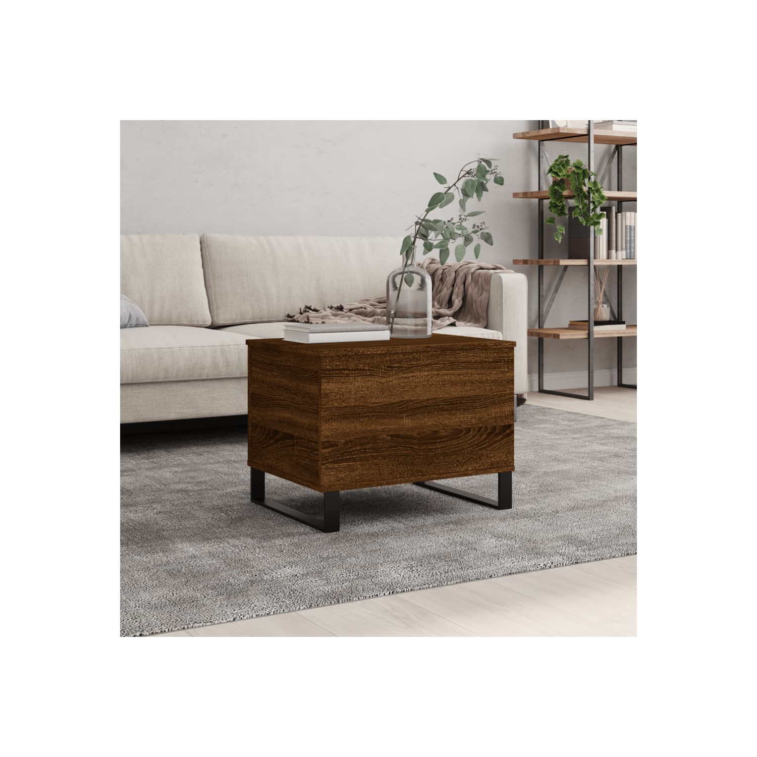 Table basse vidaXL chêne brun 60x44,5&nbsp;po bois d'ingénierie 45&nbsp;cm