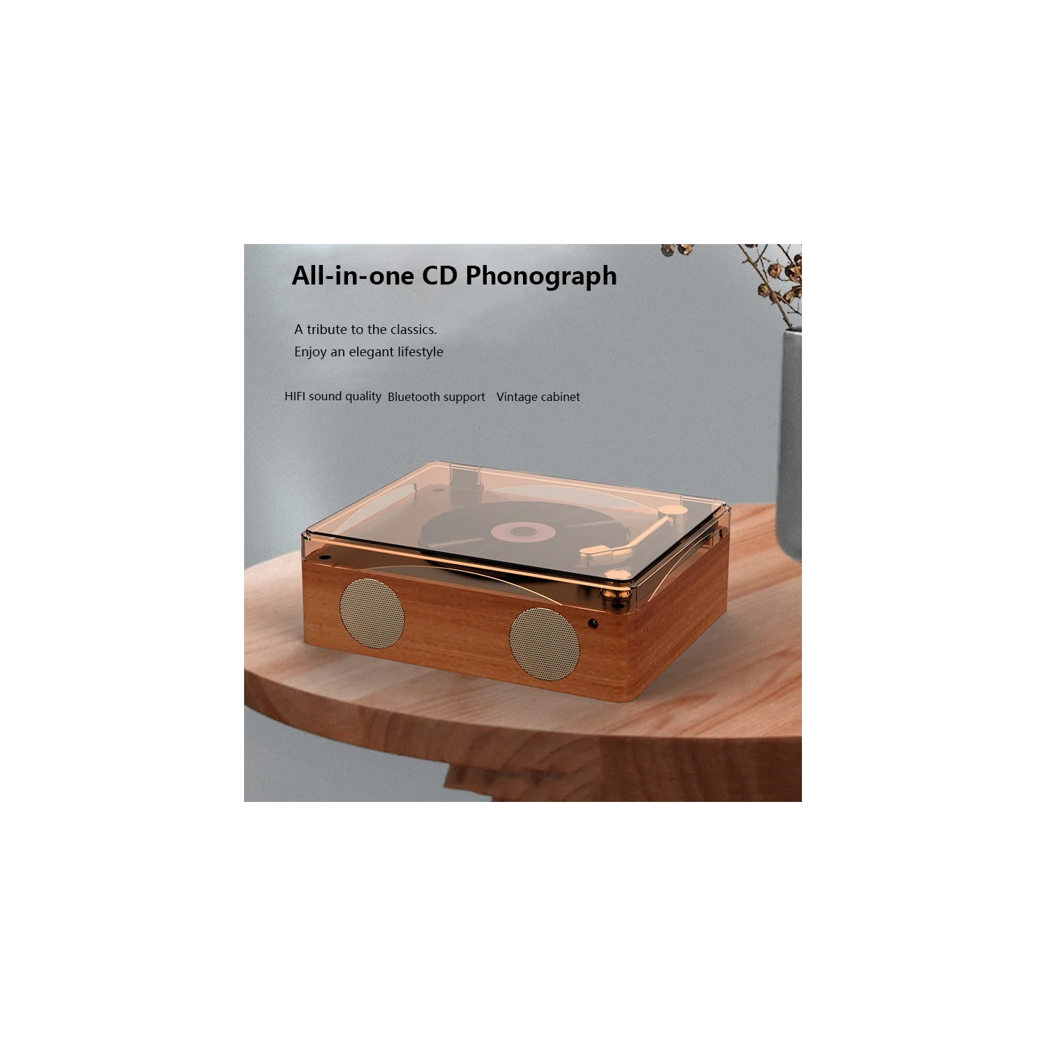 Lecteur CD portatif Bluetooth 5,0, haut-parleur intégré Lecteur de musique HIFI portatif, haut-parleur intégré Télécommande infrarouge haute capacité