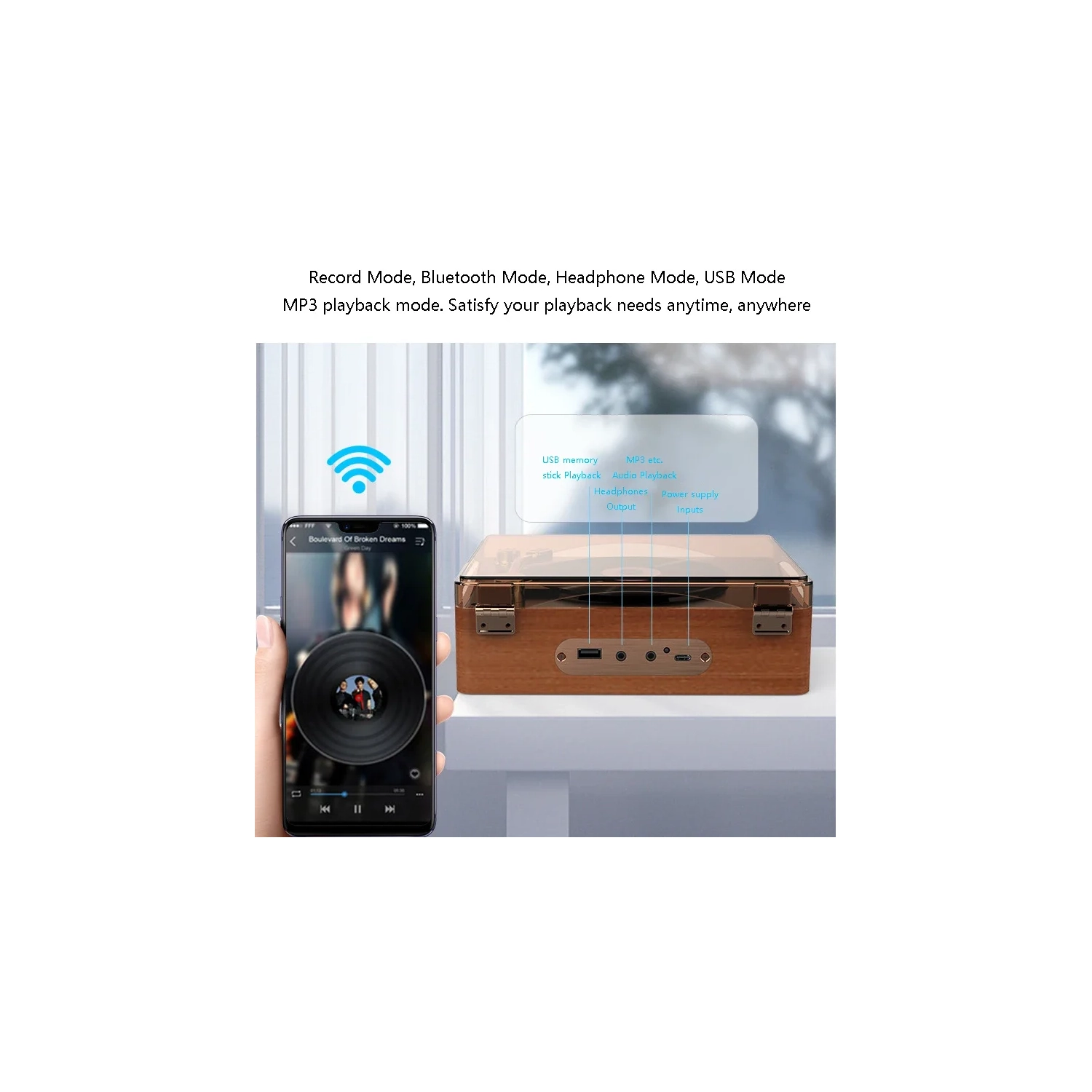 Lecteur CD portatif Bluetooth 5,0, haut-parleur intégré Lecteur de musique HIFI portatif, haut-parleur intégré Télécommande infrarouge haute capacité