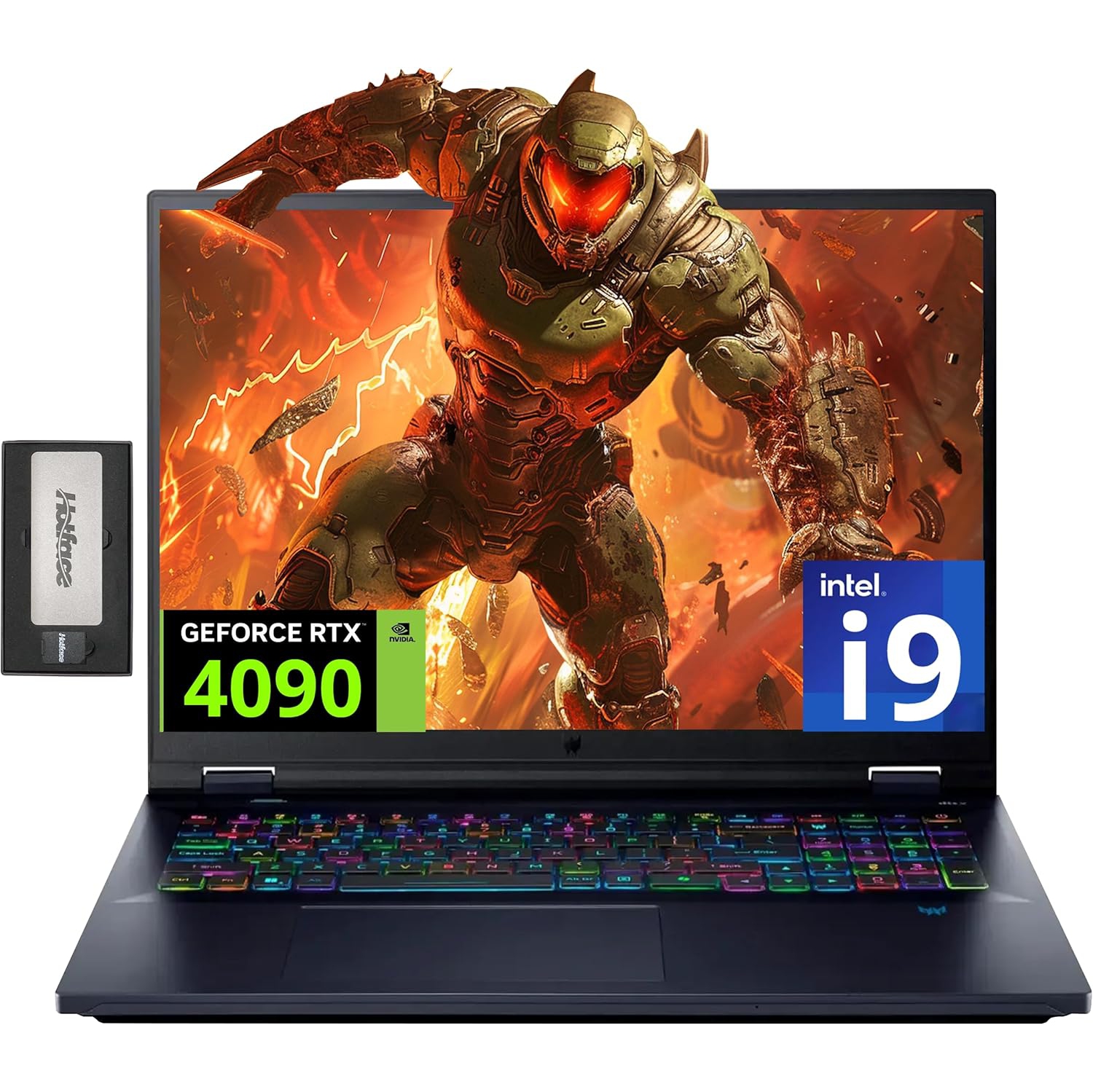 acer Predator 18 Gaming Laptop, 18" WQXGA 250Hz Display, Intel i9-14900HX, GeForce RTX 4090, 1TB SSD, 32GB DDR5, Per-Key RGB Keyboard, Win 11 Pro, Black, 256GB Docking Station Set