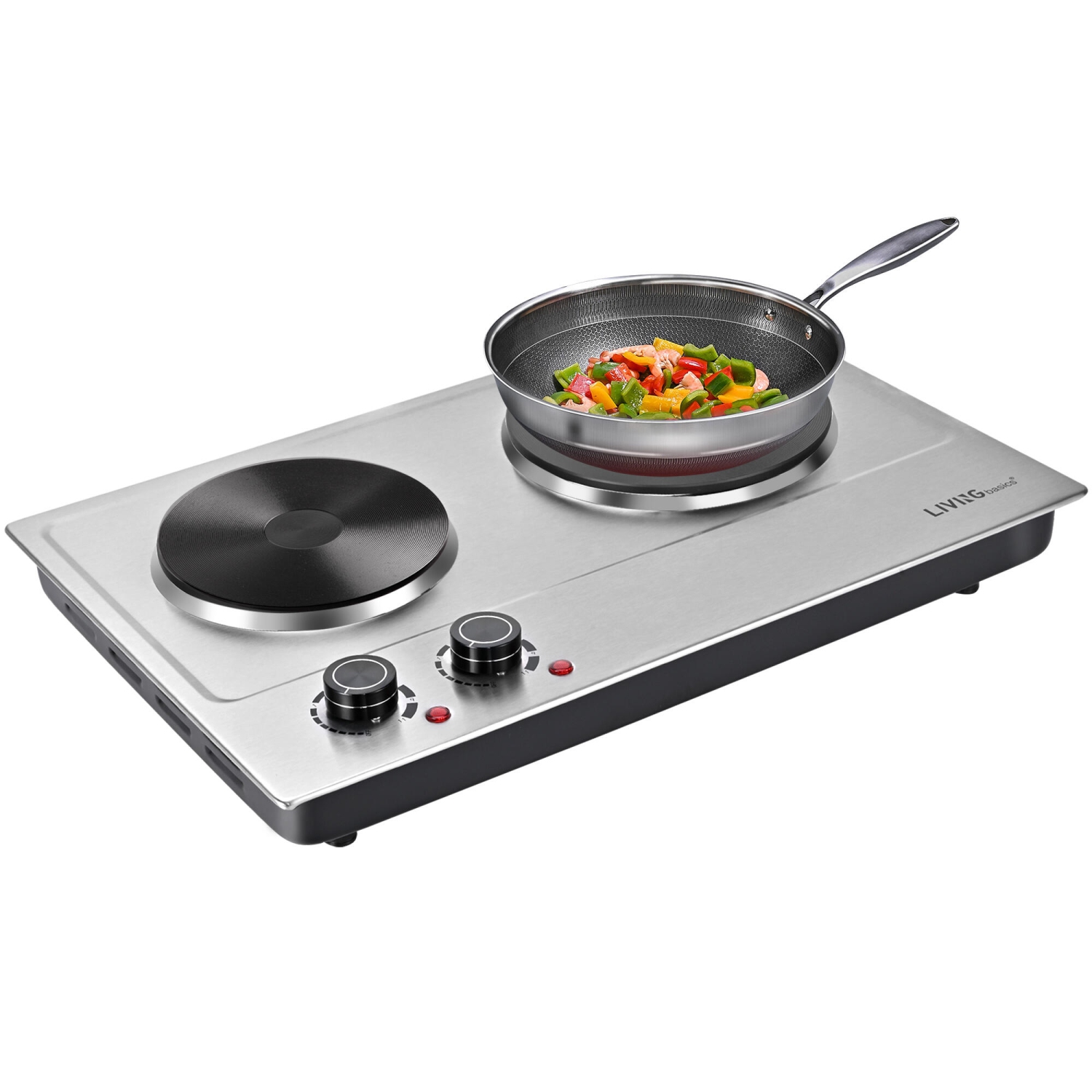 1800W Double Hot Plate, Built-in and Countertop Burner with Cast Iron Burners for All Types of Cookware
