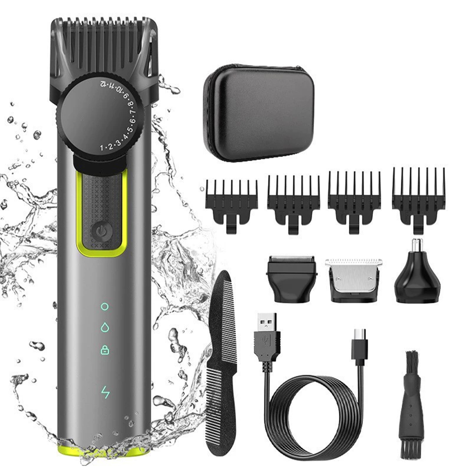 Beard shaver for Men Adjustable Hair Clippers Electric Cordless Kit Waterproof Professional Barbers Set Mens Mustache Trimmers