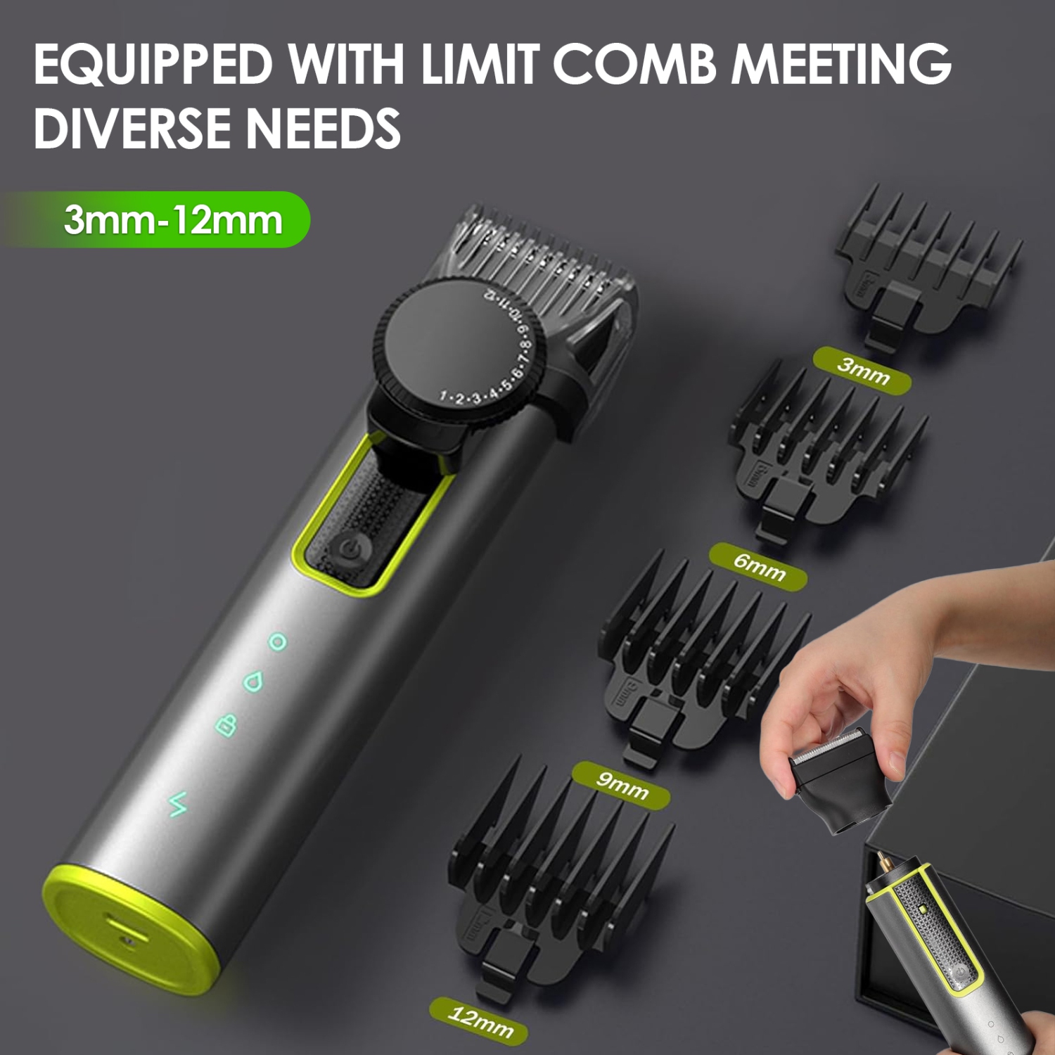 Beard shaver for Men Adjustable Hair Clippers Electric Cordless Kit Waterproof Professional Barbers Set Mens Mustache Trimmers