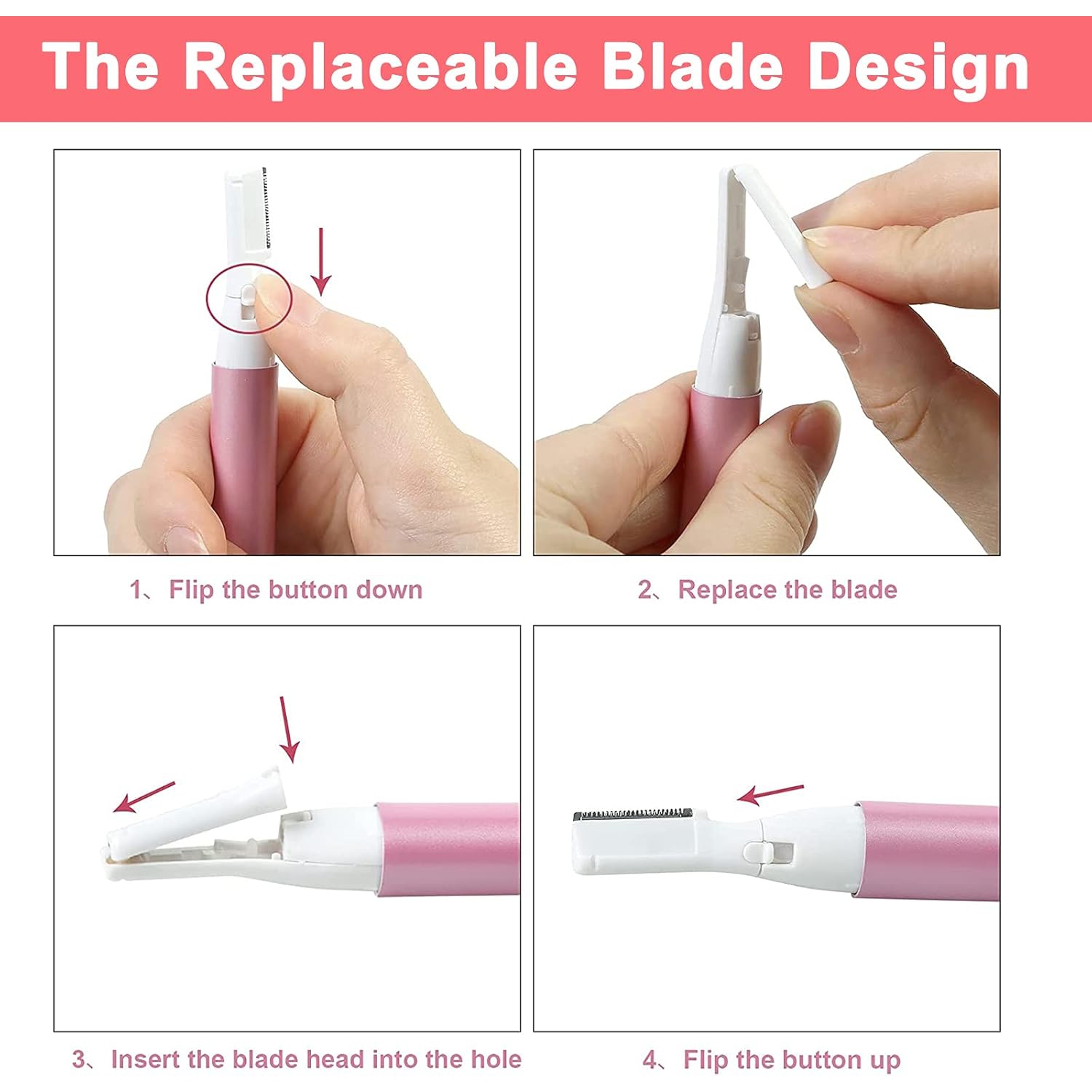 1PCS Tondeuse électrique à sourcils, Rasoirs de précision pour femmes, Épilateur d'épilation faciale pour femmes, Tondeuse personnelle Mini rasoir