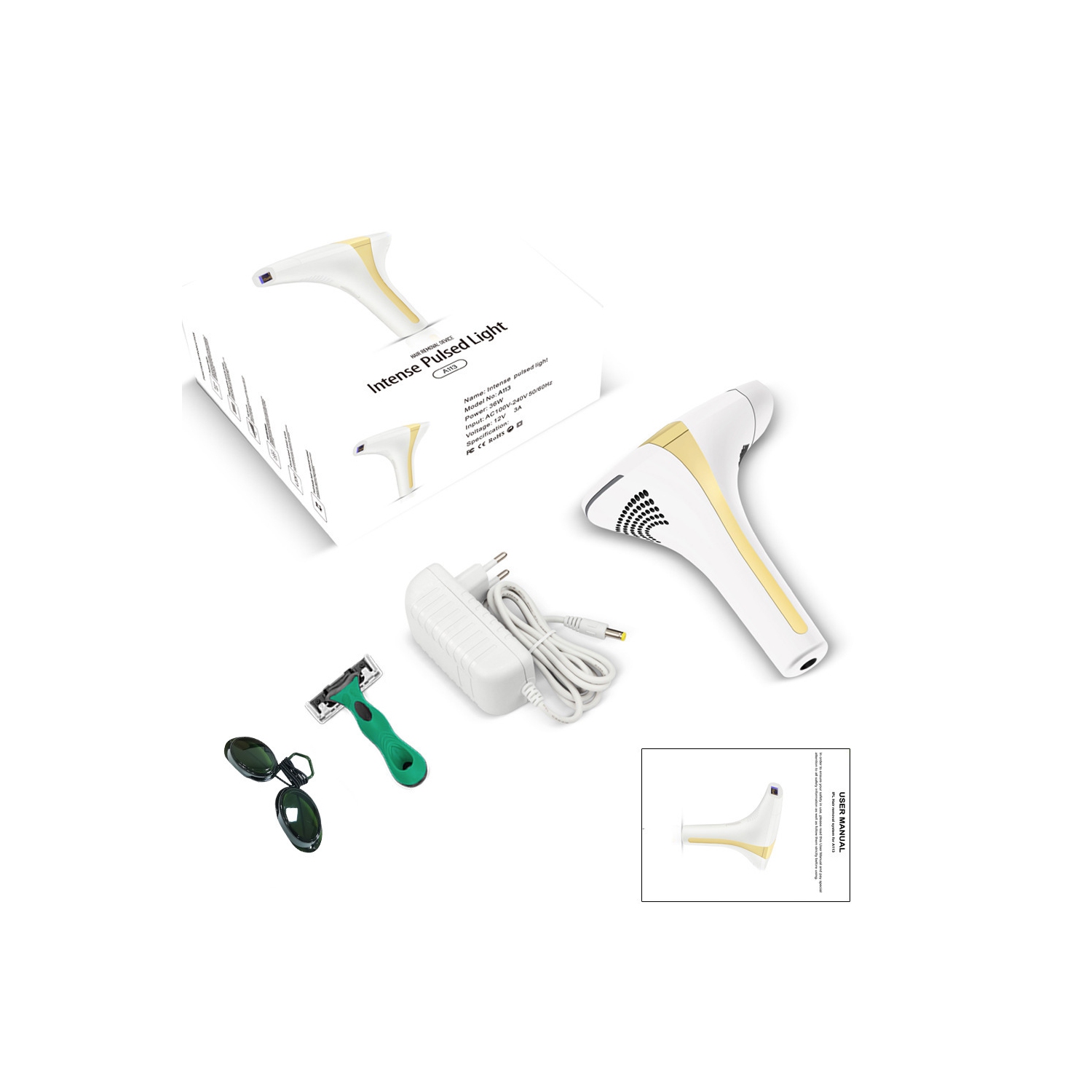 Épilateur 4-en-1 de bikinis rafraîchissant sans douleur avec laser , épilateur IPL sans fil d'épilateur laser