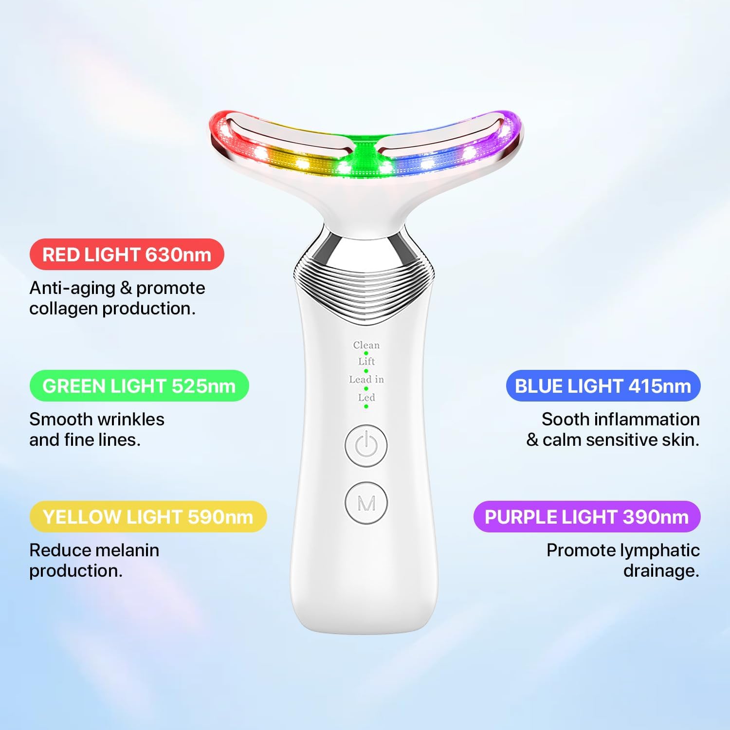 Appareil de massage facial thérapeutique à lumière rouge pour le visage, Appareil de luminothérapie LED pour le cou du visage, Outil pour le visage