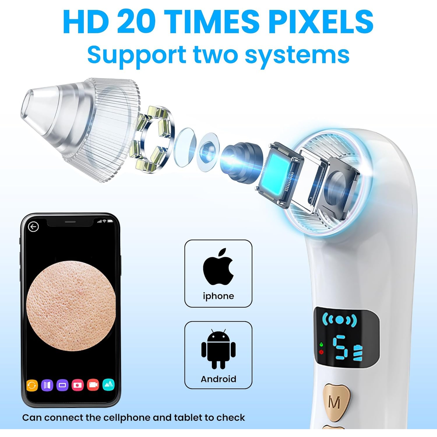 Blackhead Remover Vacuum,Blackhead Vacuum for Face with Camera,Pore Vacuum for Men & Women,6 Suction Head & 5 Mode,Blackhead Remover Tool with Hot