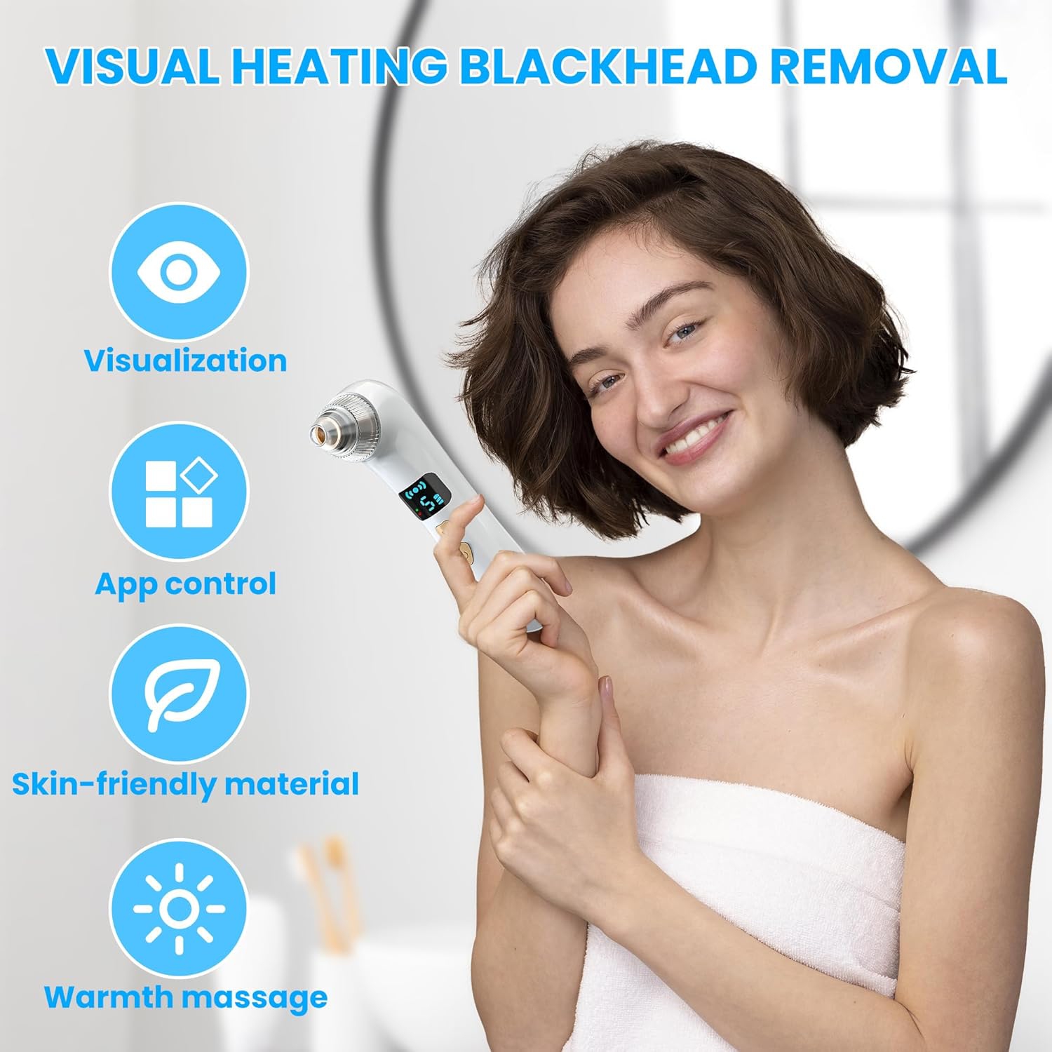 Blackhead Remover Vacuum,Blackhead Vacuum for Face with Camera,Pore Vacuum for Men & Women,6 Suction Head & 5 Mode,Blackhead Remover Tool with Hot
