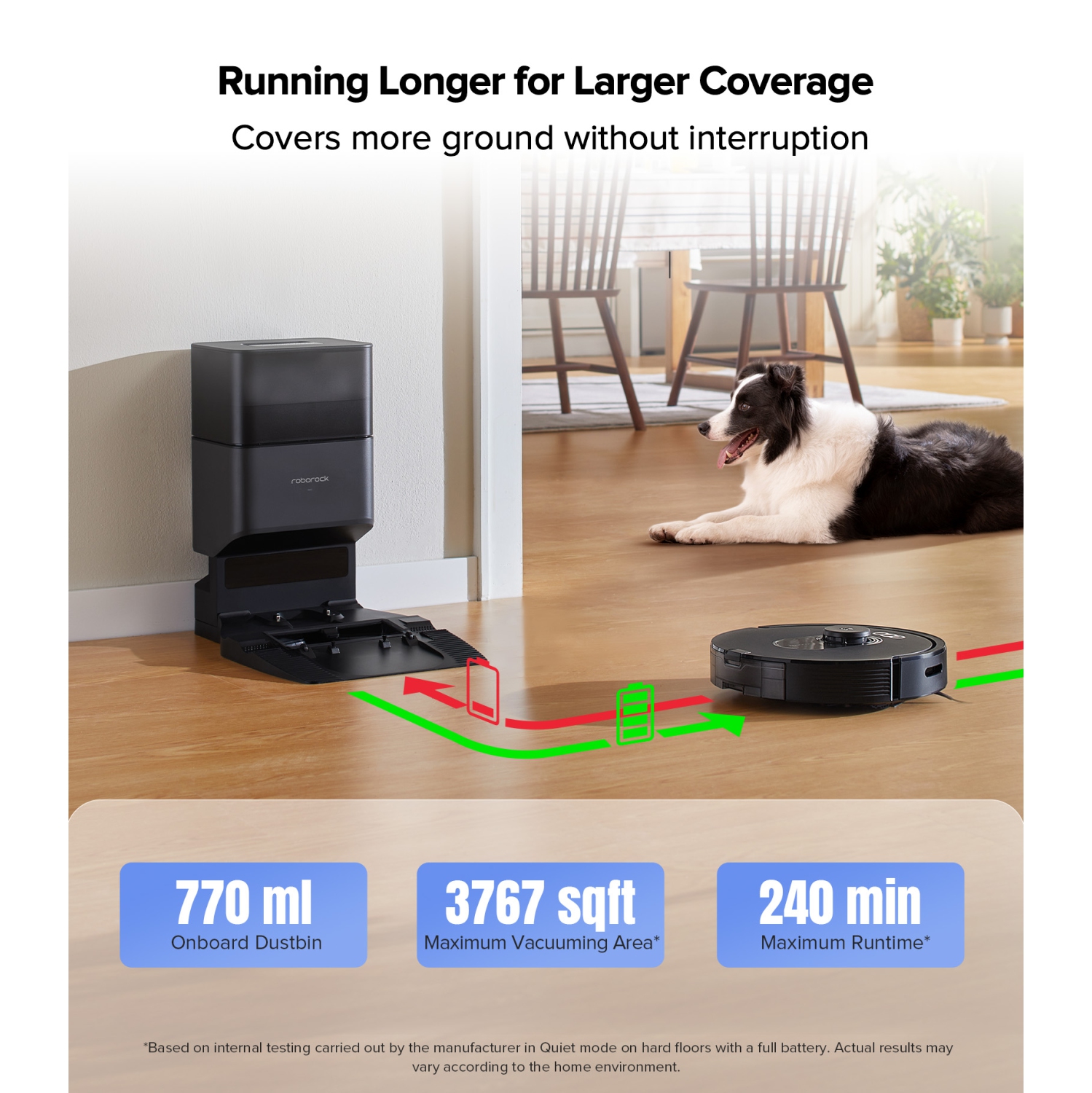 Refurbished - Roborock Q5 Max+ Certified Refurbished Robot Vacuum with Self-Empty Dock, Upgraded from Q5+, 5500 Pa Suction, DuoRoller Brush,