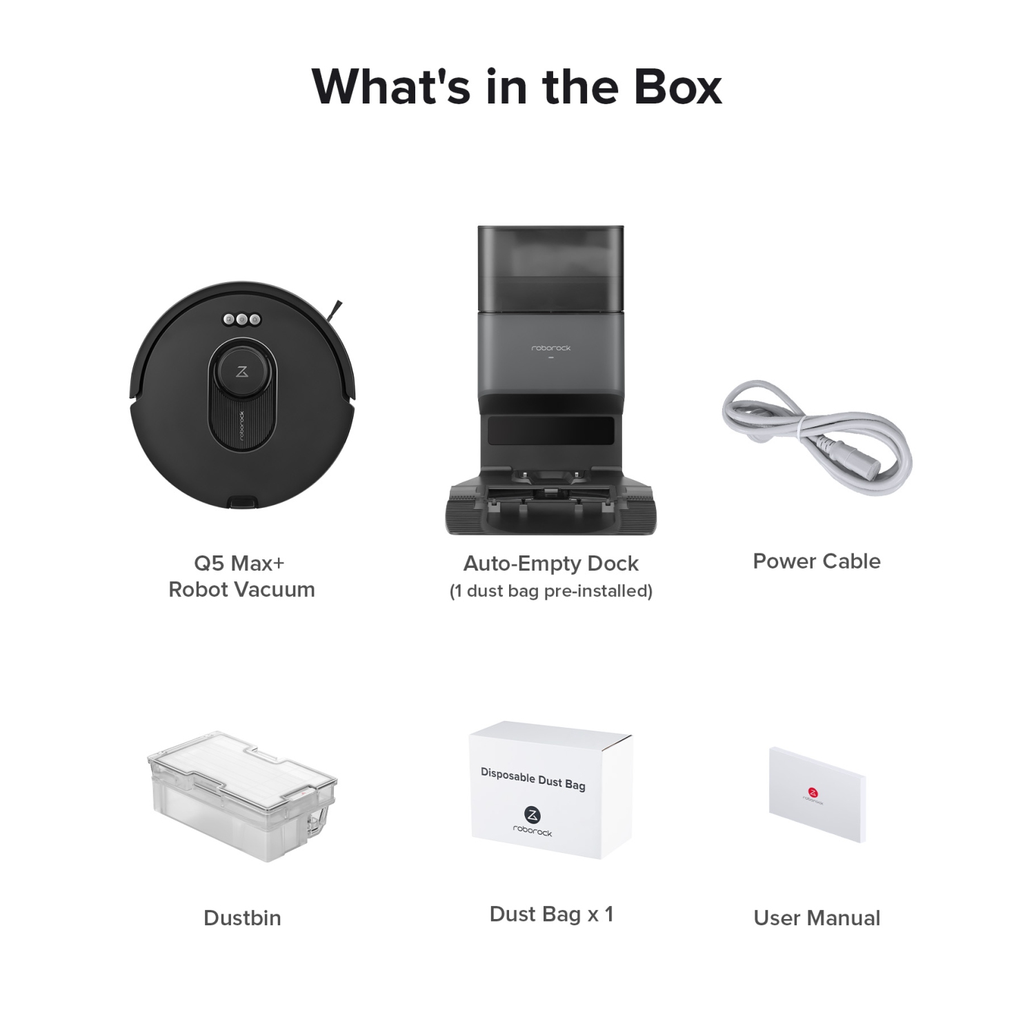 Refurbished - Roborock Q5 Max+ Certified Refurbished Robot Vacuum with Self-Empty Dock, Upgraded from Q5+, 5500 Pa Suction, DuoRoller Brush,