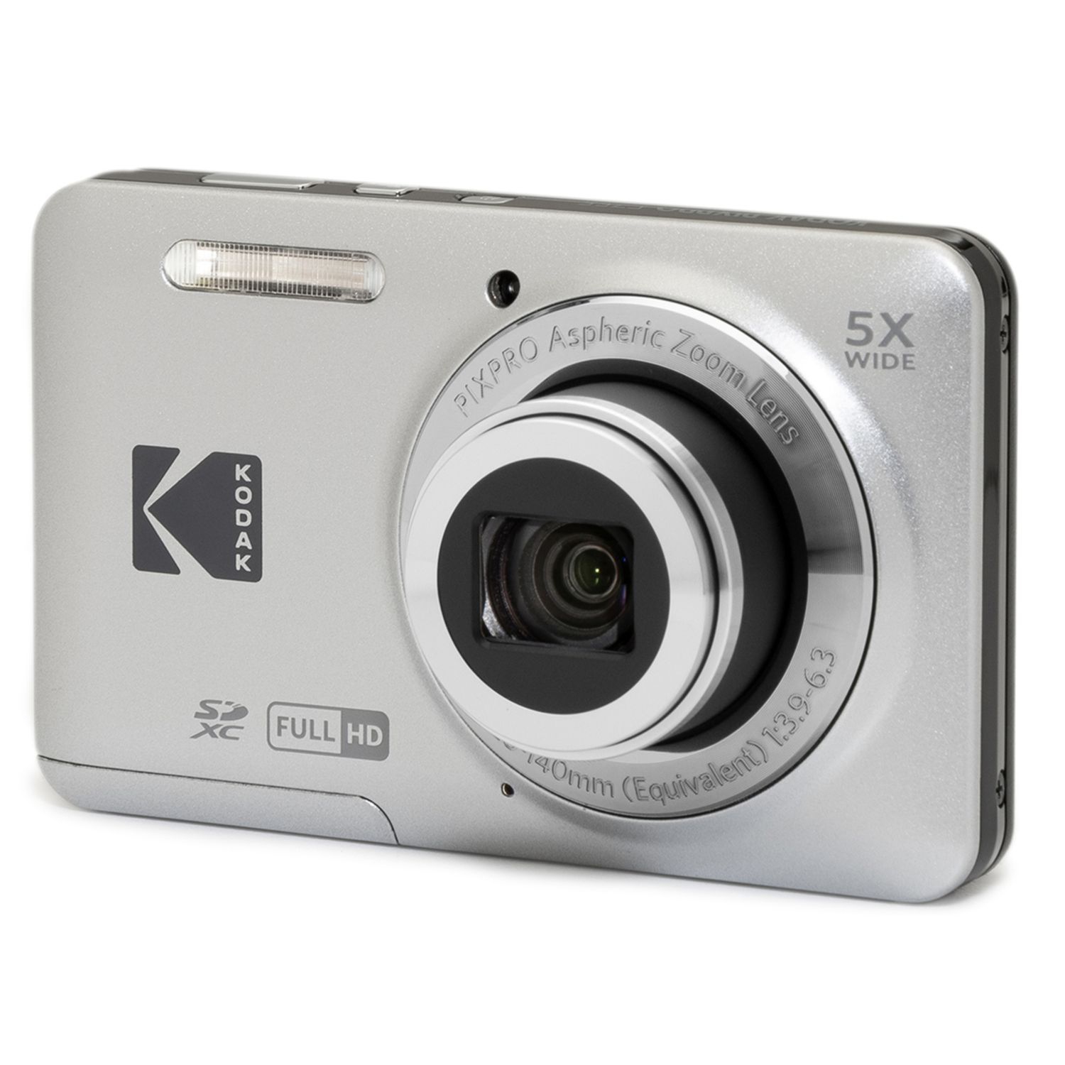KODAK PIXPRO FZ55-SLV 16MP Digital Camera 5X Optical Zoom 28mm Wide Angle 1080P Full HD Video 2.7" LCD Vlogging Camera