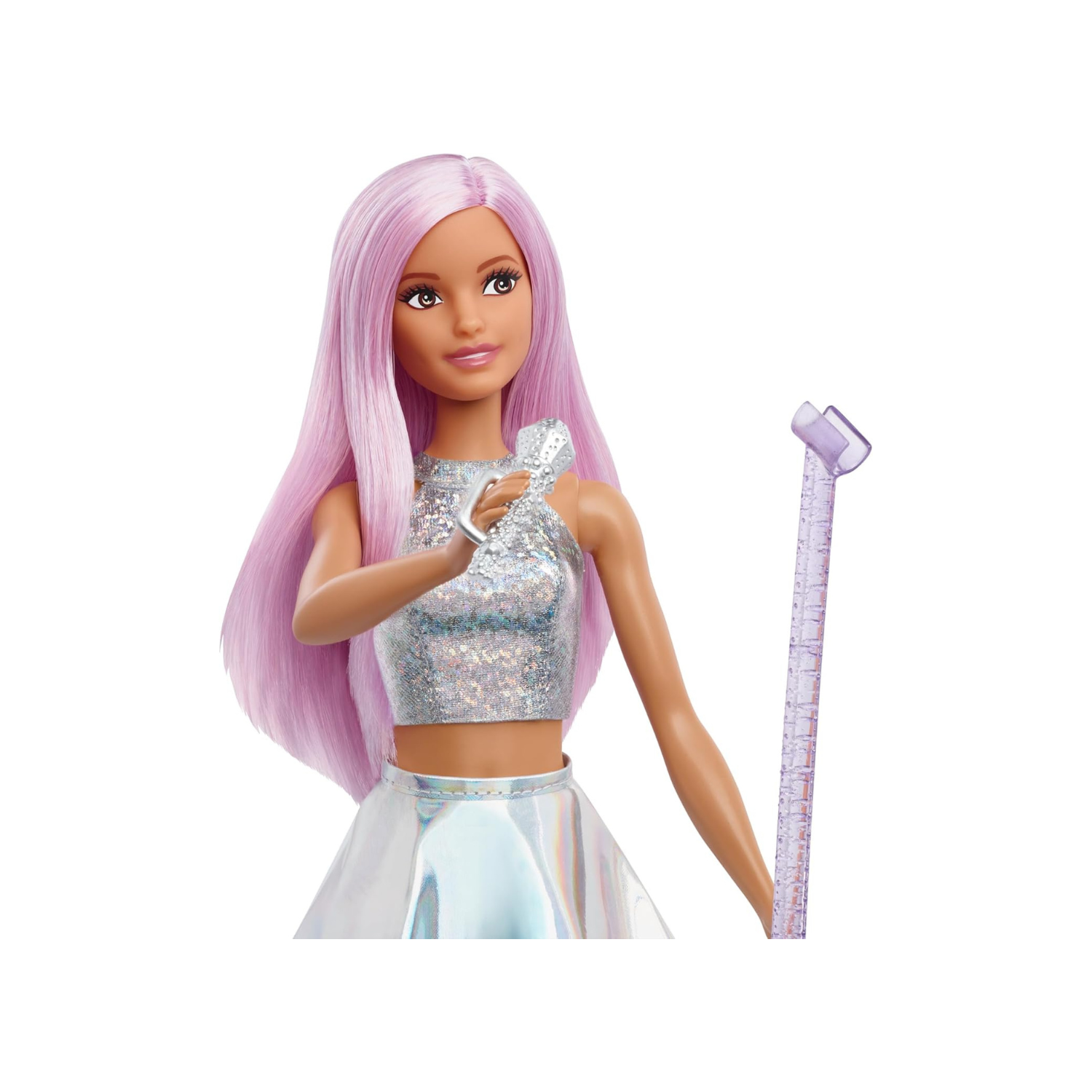 Barbie Careers Fashion Doll & Accessory, Pop Star with Pink Hair Wearing Iridescent Skirt with Microphone