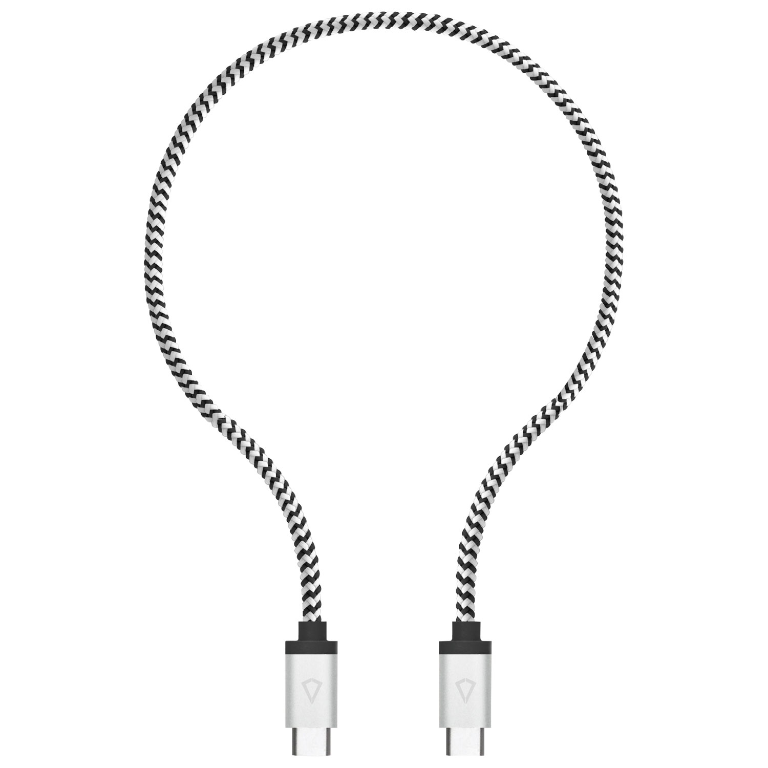 Câble tissé USB-C à USB-C de 0,3 m de LBT (LBTBW0103) - Noir/Blanc