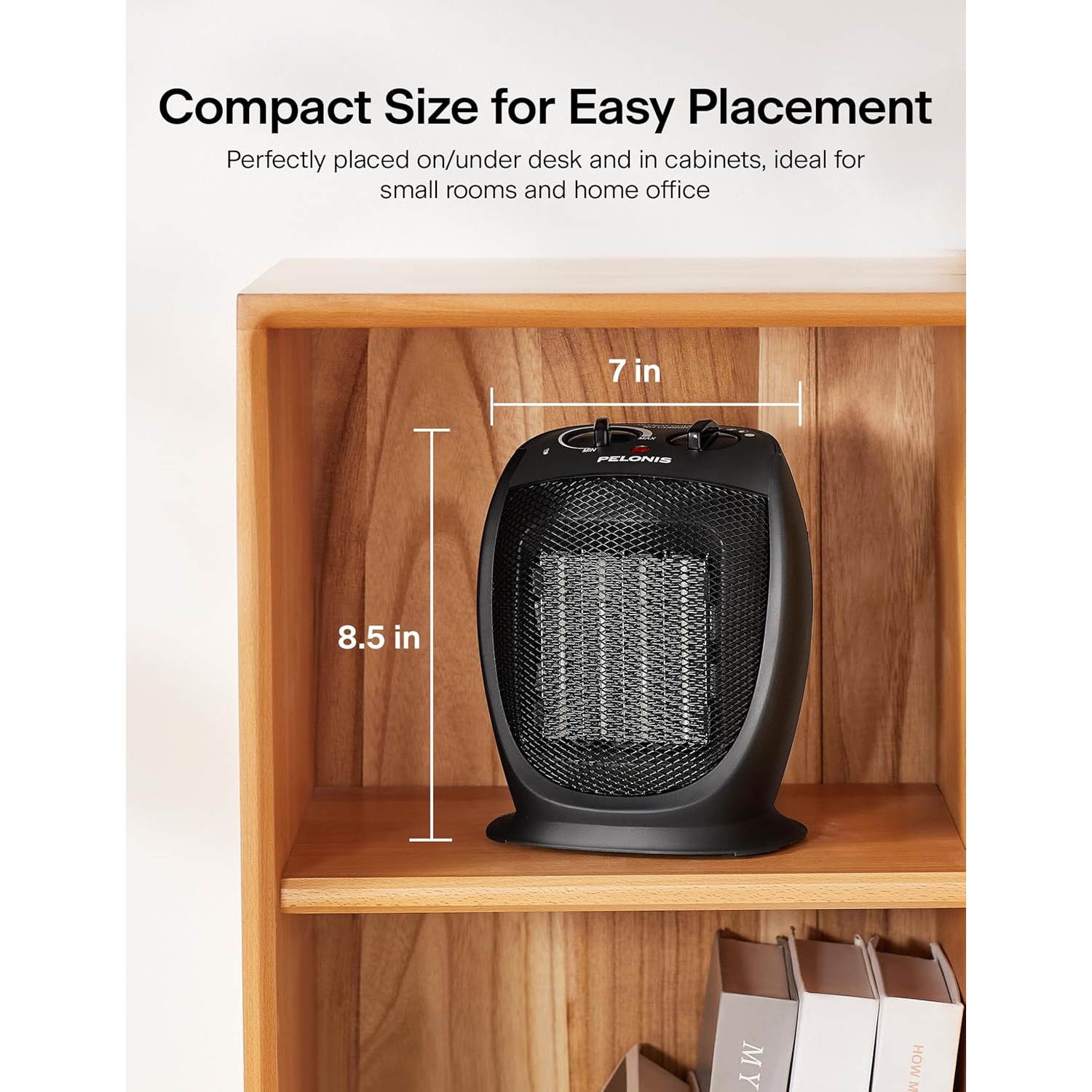 PELONIS Portable Electric Space Heater, 1500W Ceramic Heaters for Home, Office, Personal Use, Quiet Cooling & Heating Mode Room Heater for All