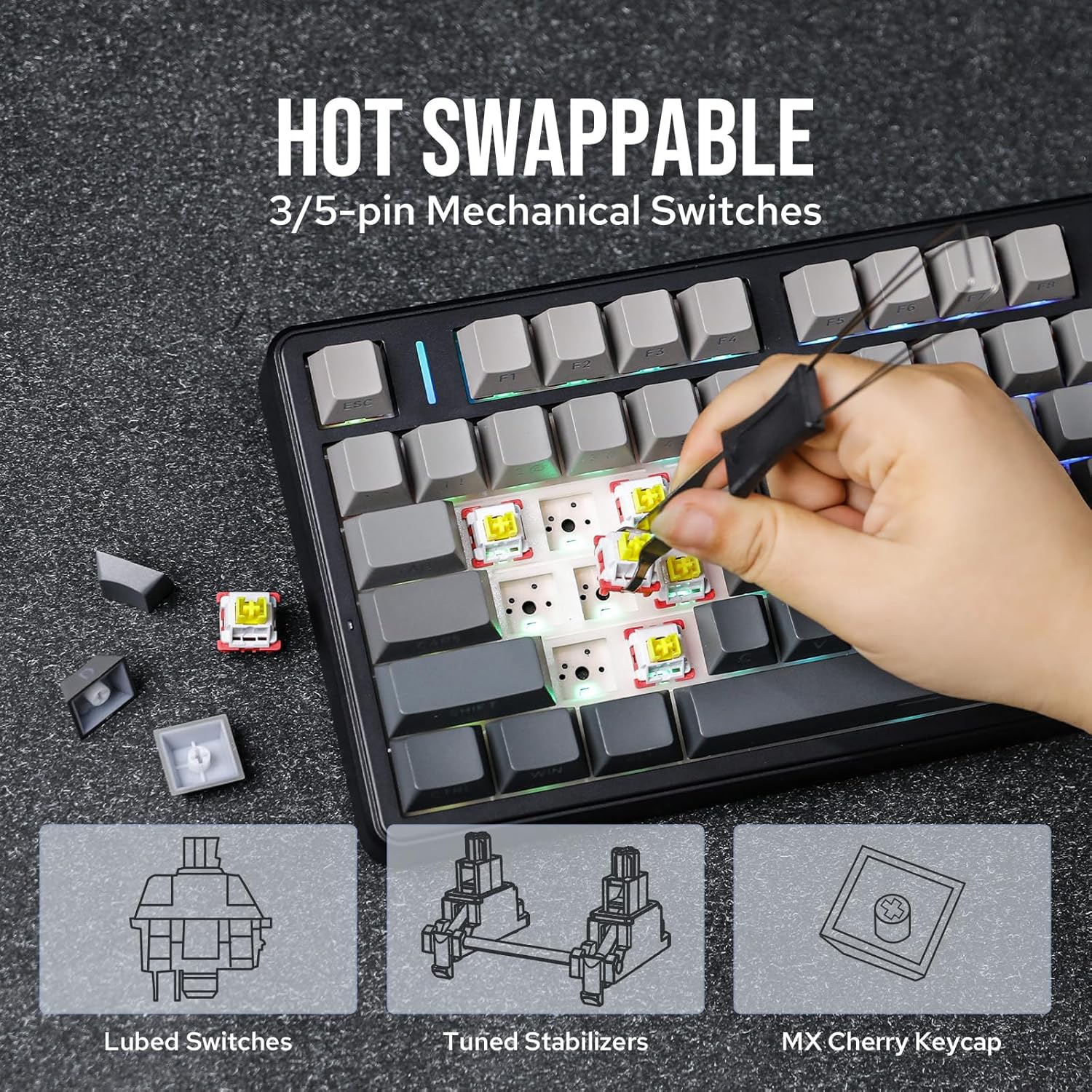 Open Box - EPOMAKER X Aula F99 Pro- Wireless Gaming Keyboard, RGB Backlit Gaming Keyboard- Black