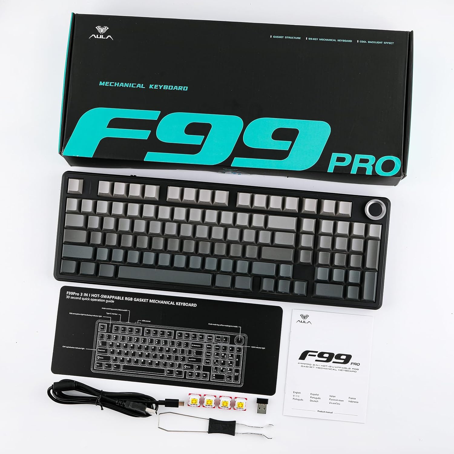Open Box - EPOMAKER X Aula F99 Pro- Wireless Gaming Keyboard, RGB Backlit Gaming Keyboard- Black