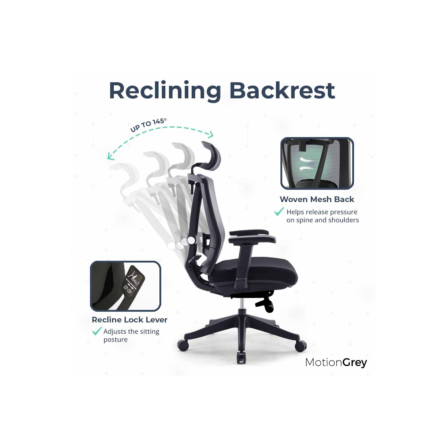 MotionGrey CloudMesh Ergonomic Office Chair-Comfy High Mesh Back Support with Adjustable Armrests-Black Desk Computer Chairs Perfect for Home Gaming