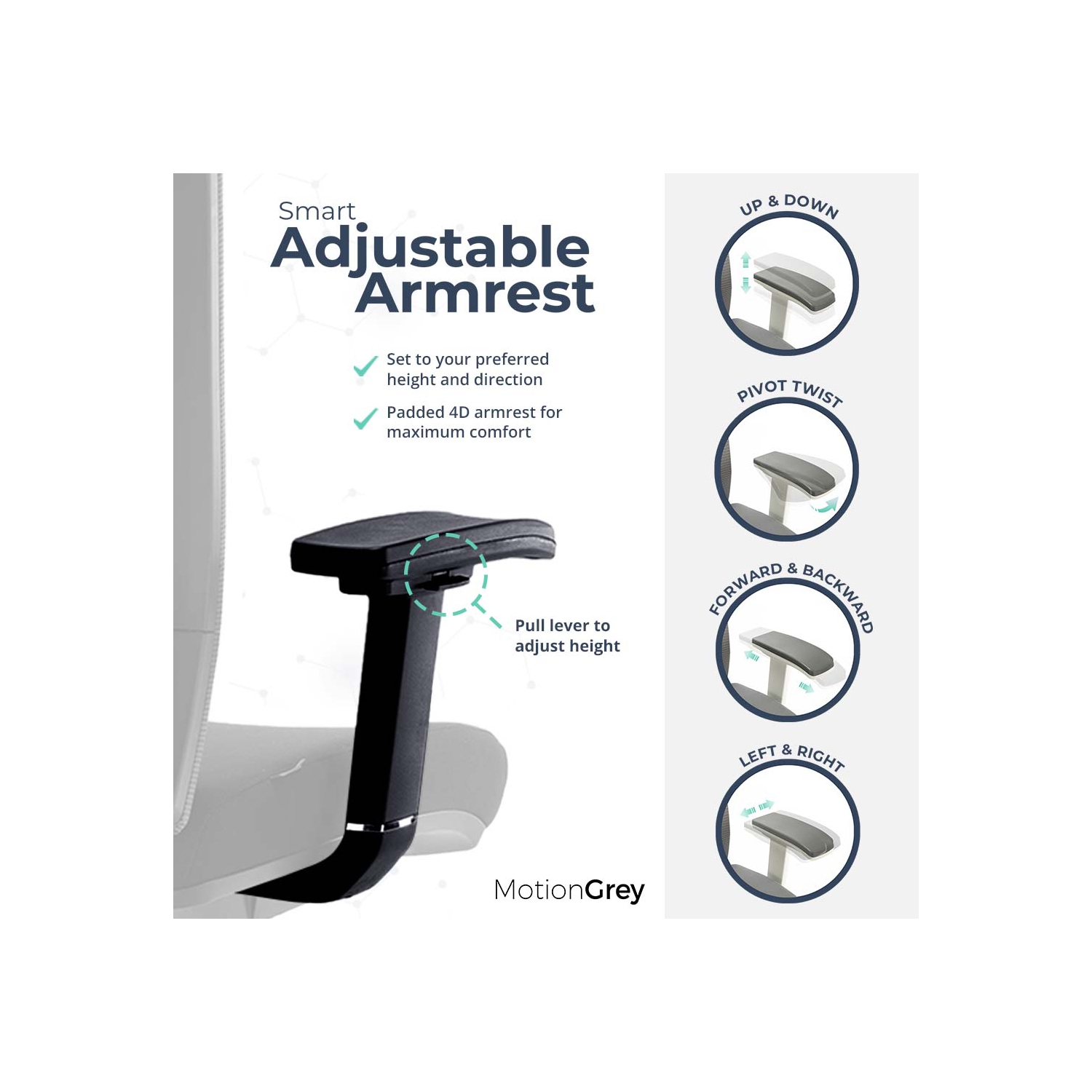 MotionGrey CloudMesh Ergonomic Office Chair-Comfy High Mesh Back Support with Adjustable Armrests-Black Desk Computer Chairs Perfect for Home Gaming